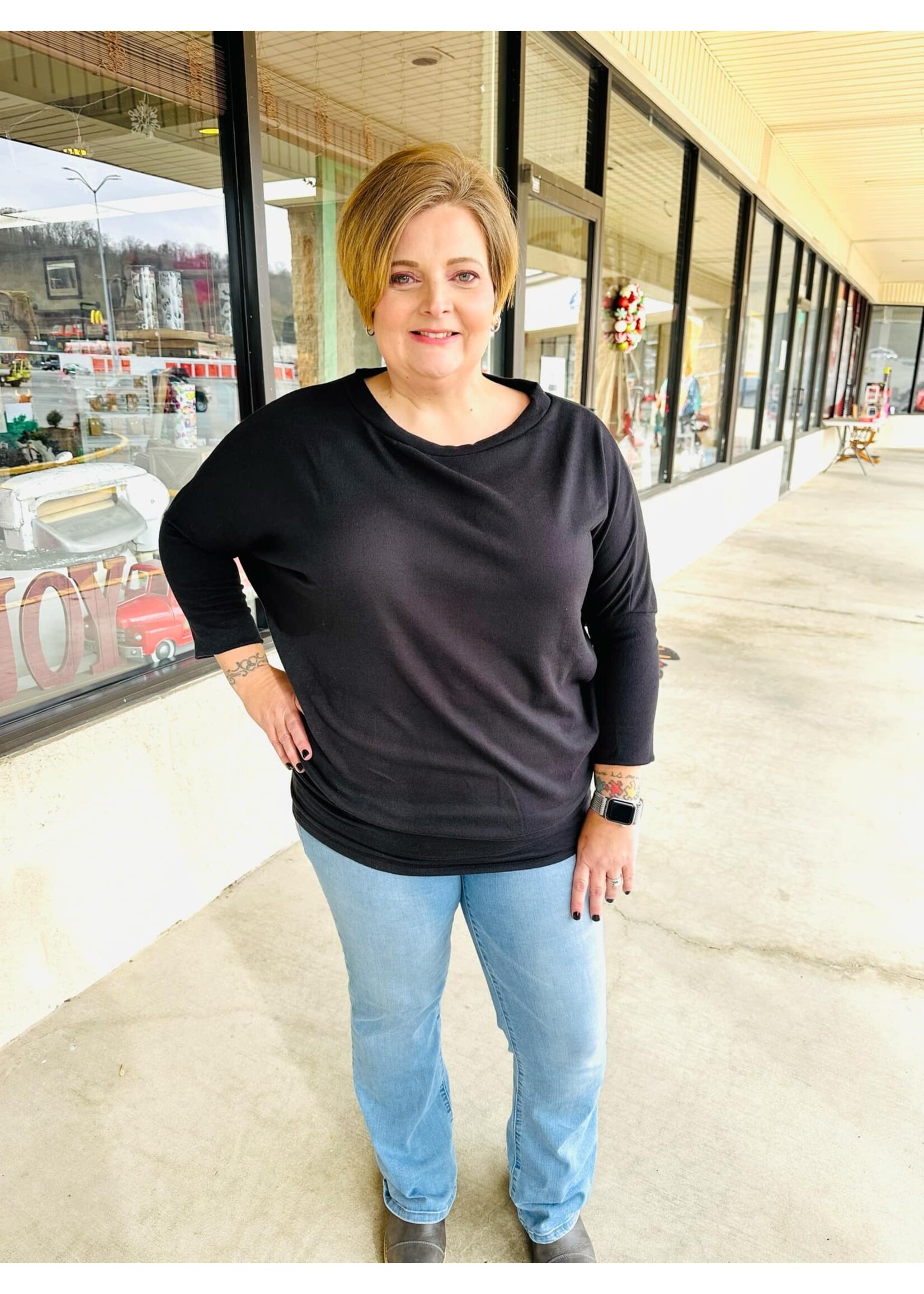 Black Dolman Sleeve Top