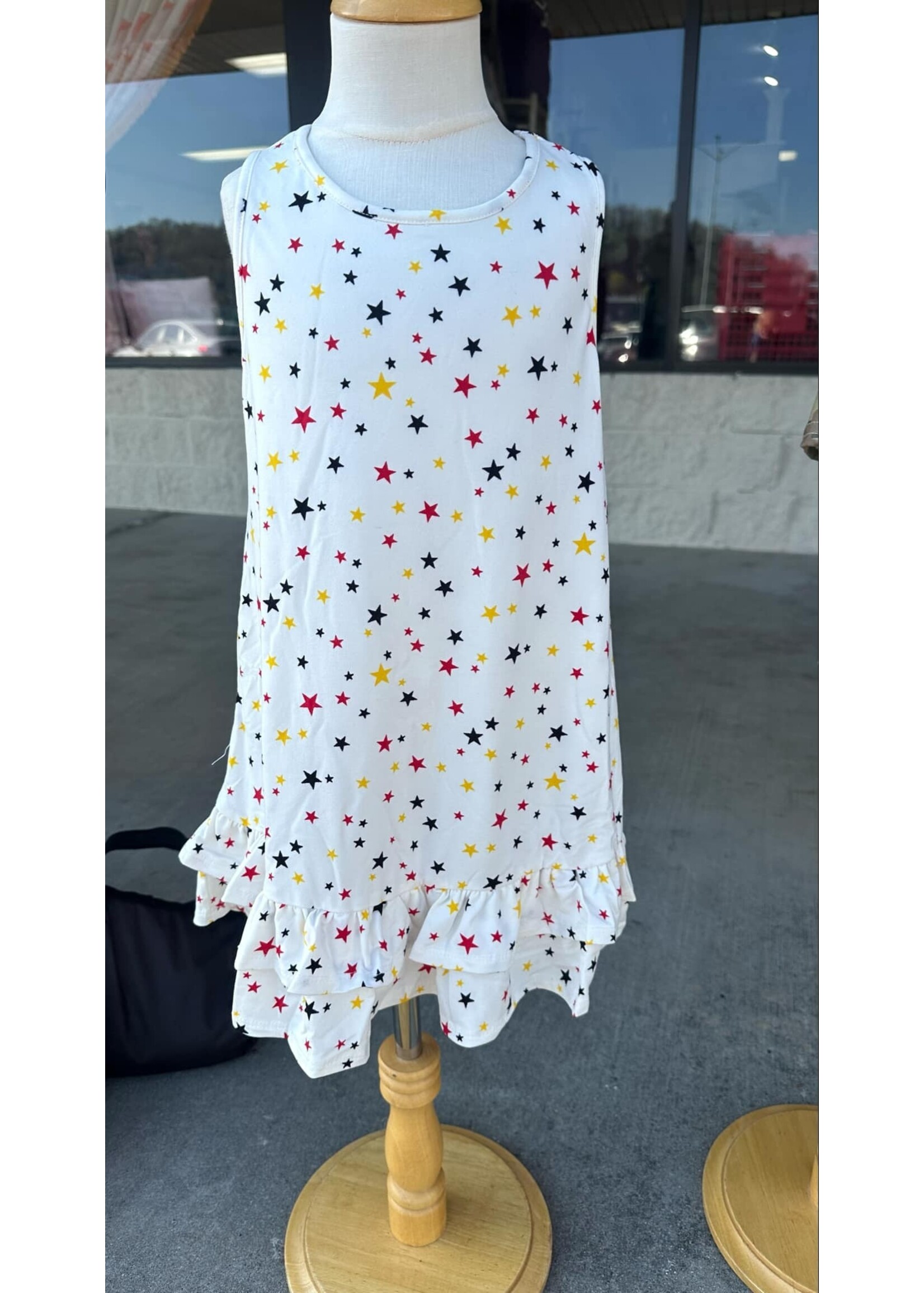 Girls Star Print Ruffle Dress