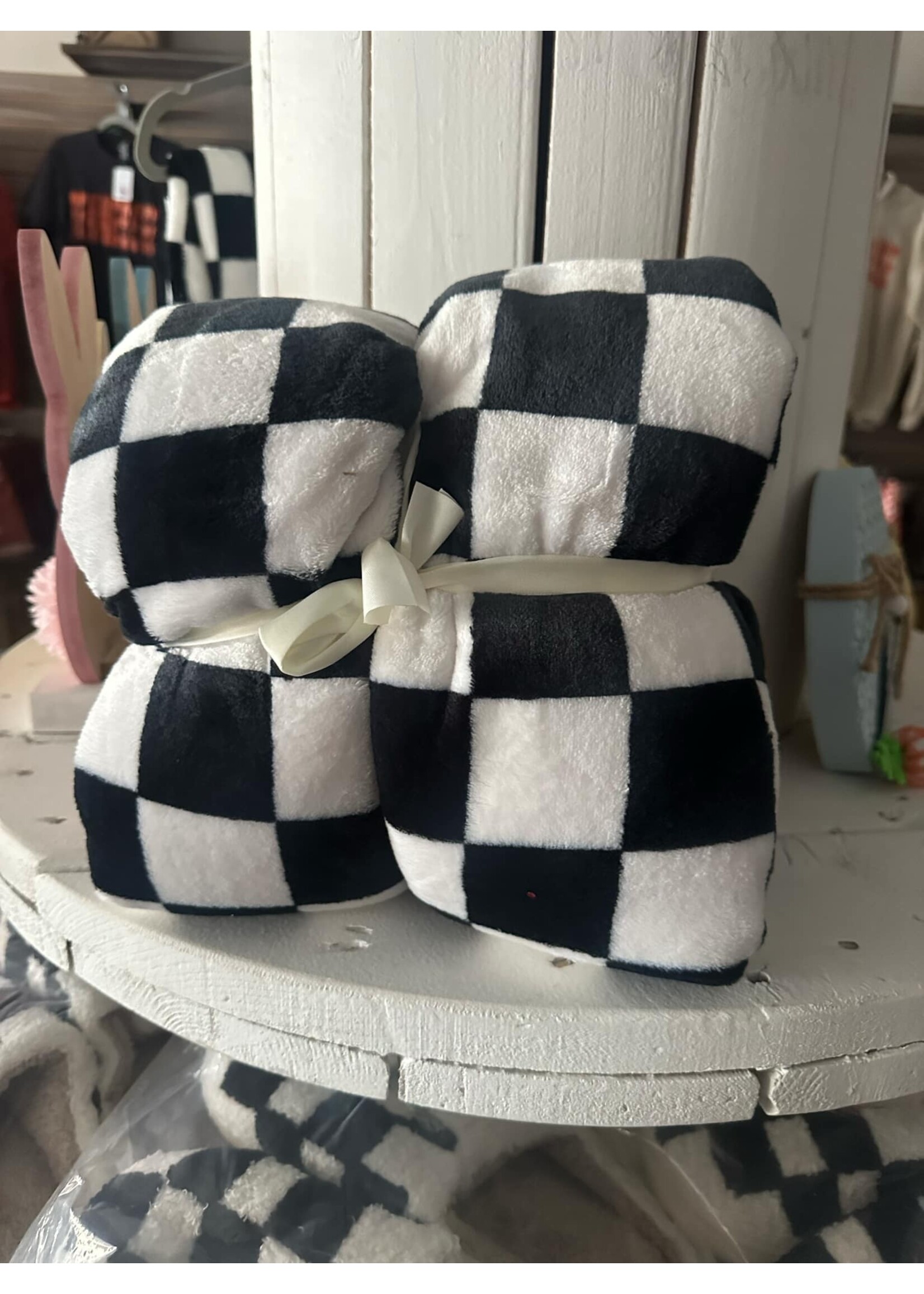 Round the Track Checkered Blanket