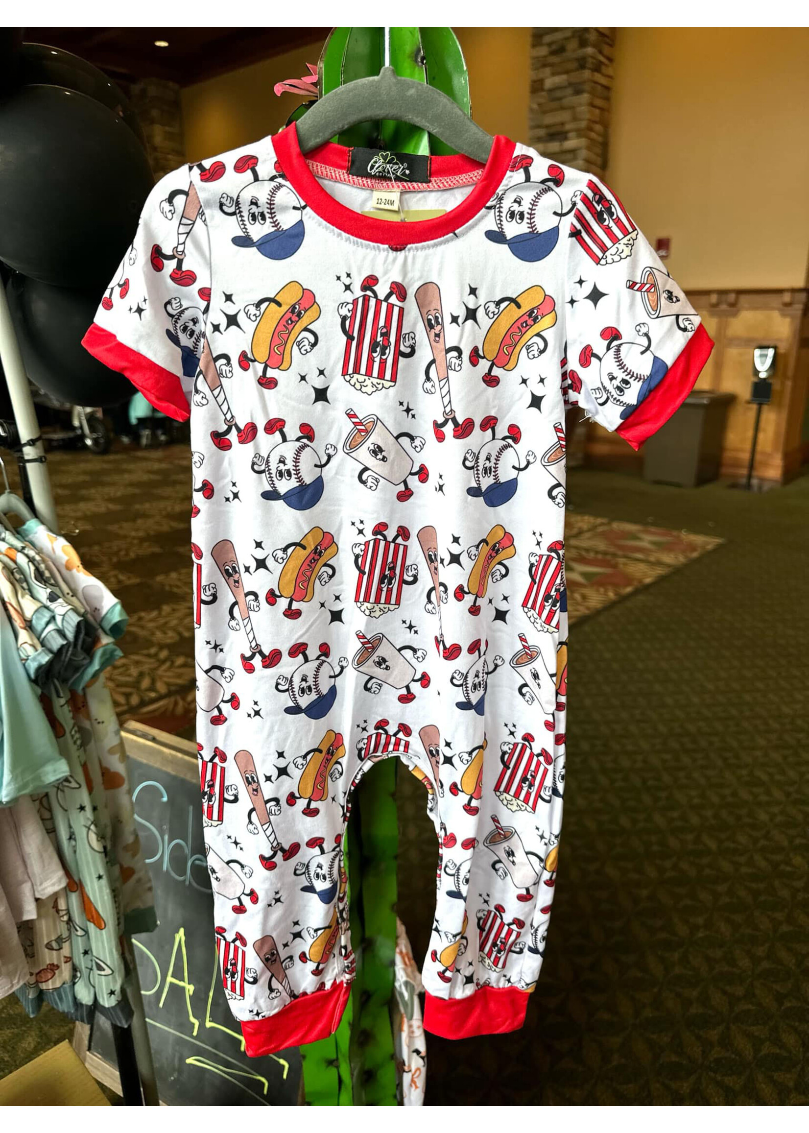 Clover Cottage Dugouts Boy Romper 12/24M