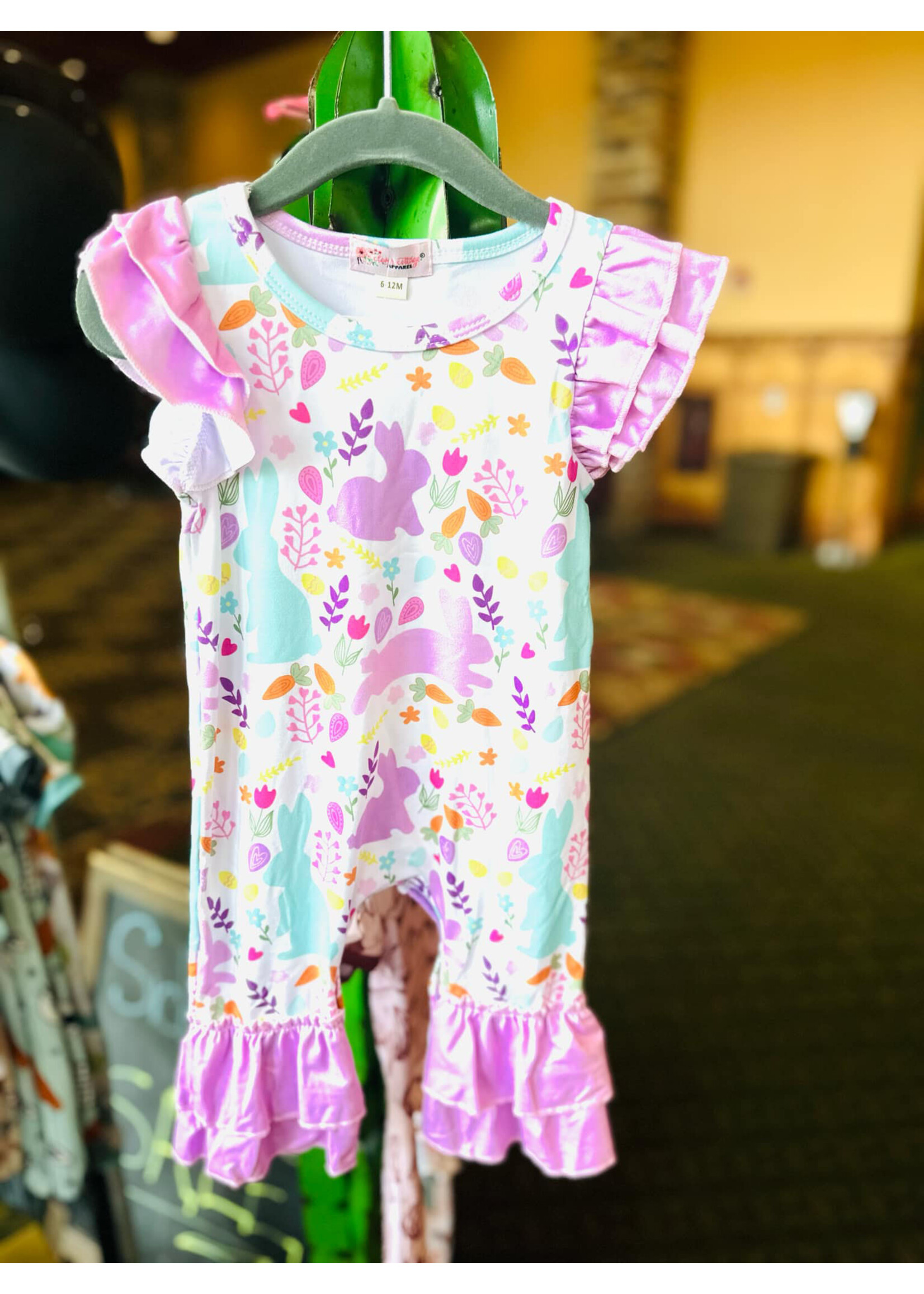 Clover Cottage Paisley Easter Romper 6/12M