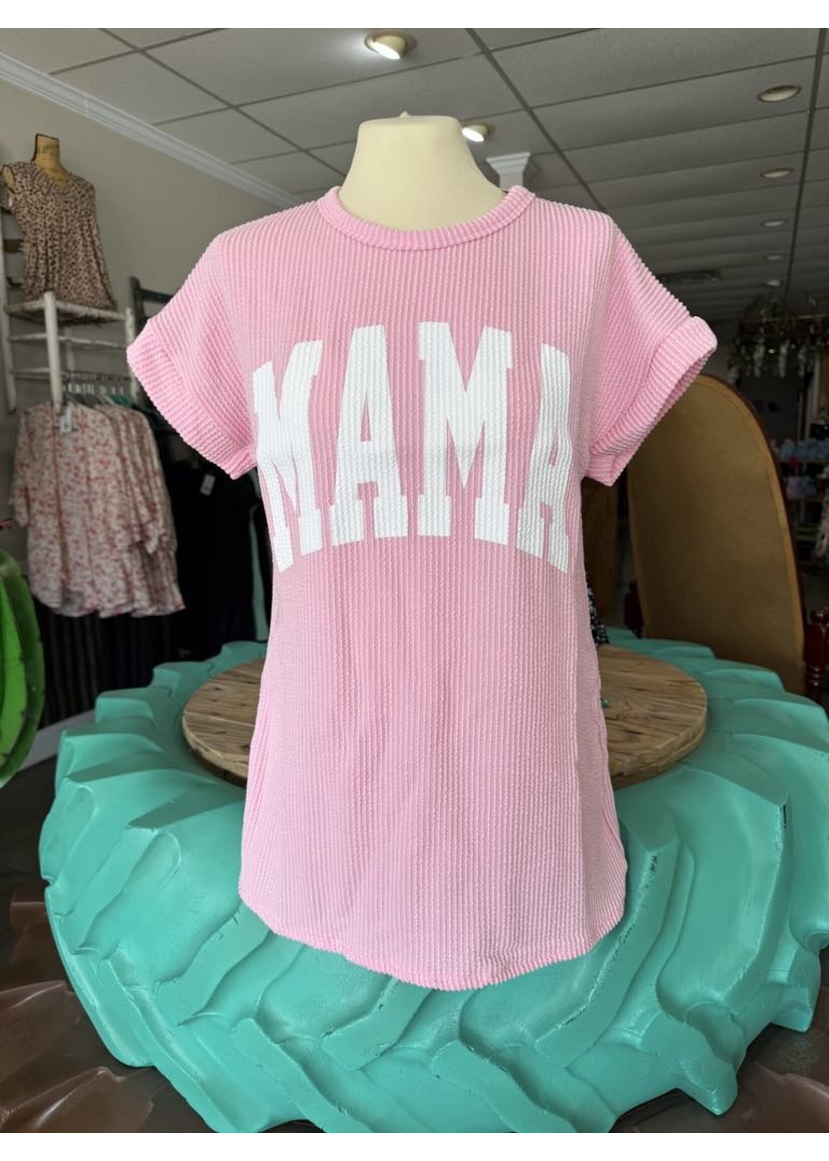Mama Pink Ribbed Top