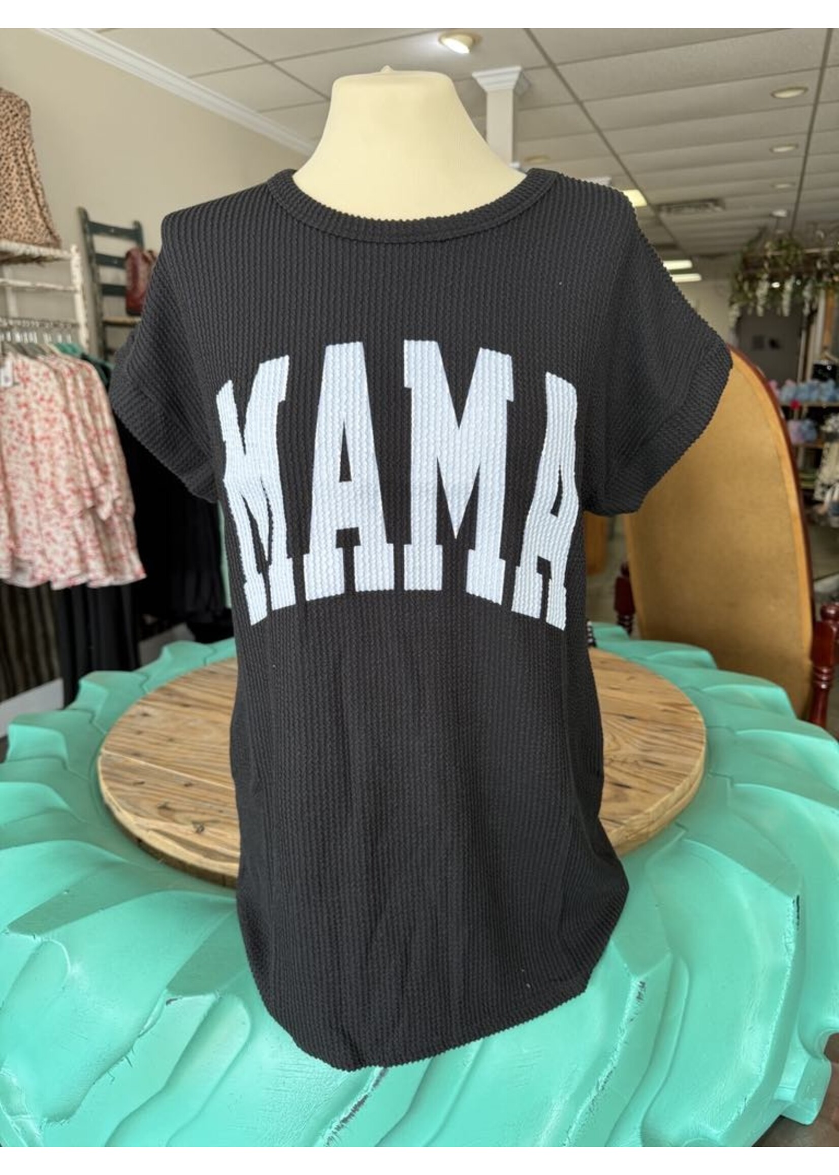 Mama Ribbed Top Black
