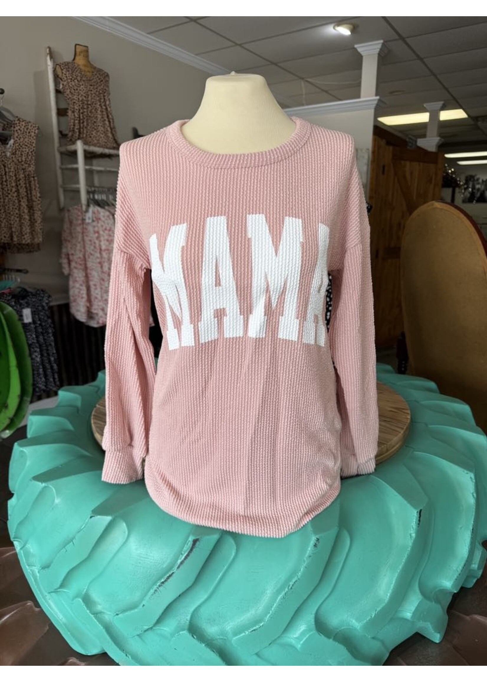 Mama Ribbed LS Top Rose