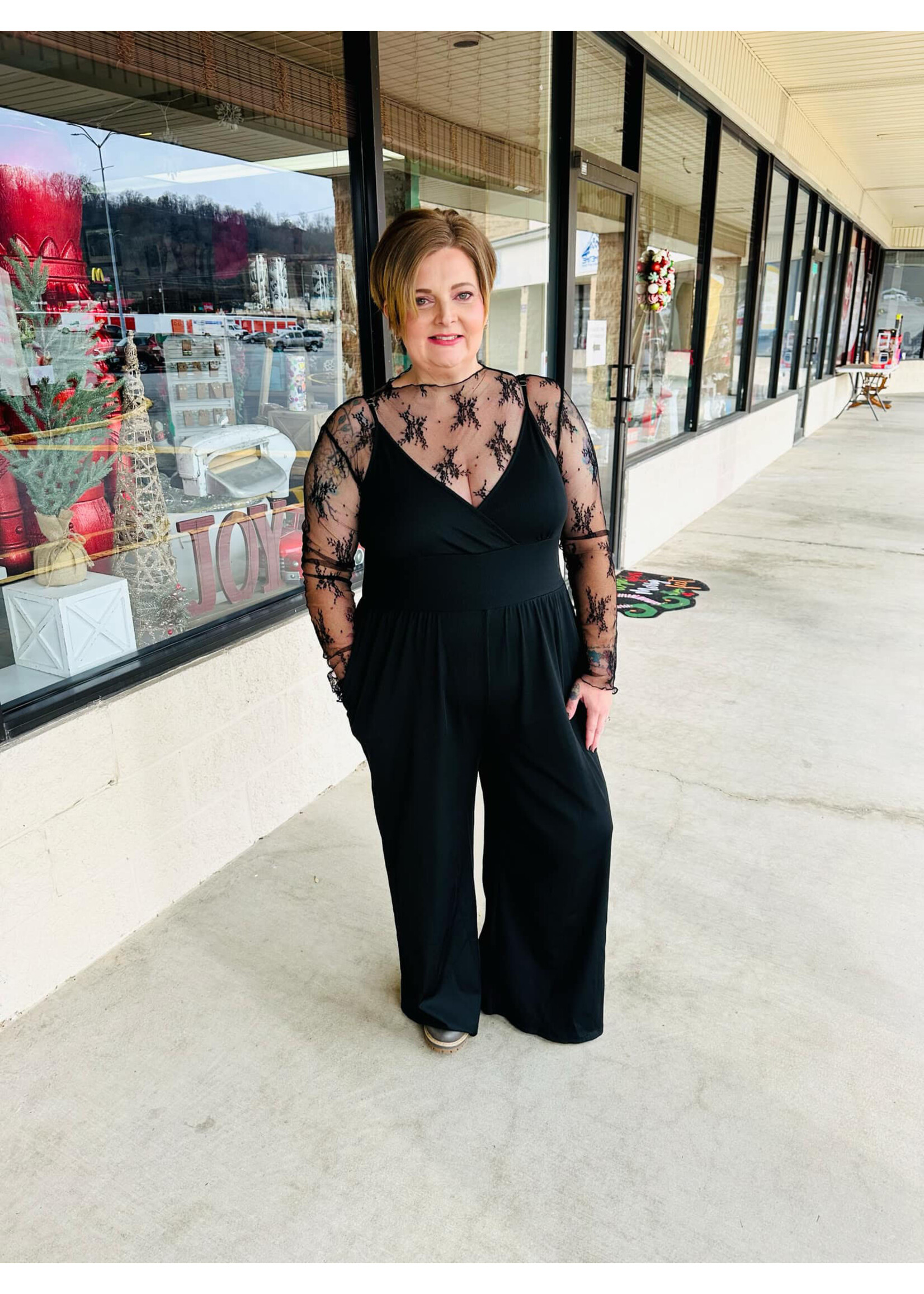 Black 2 Piece Lace Top Romper