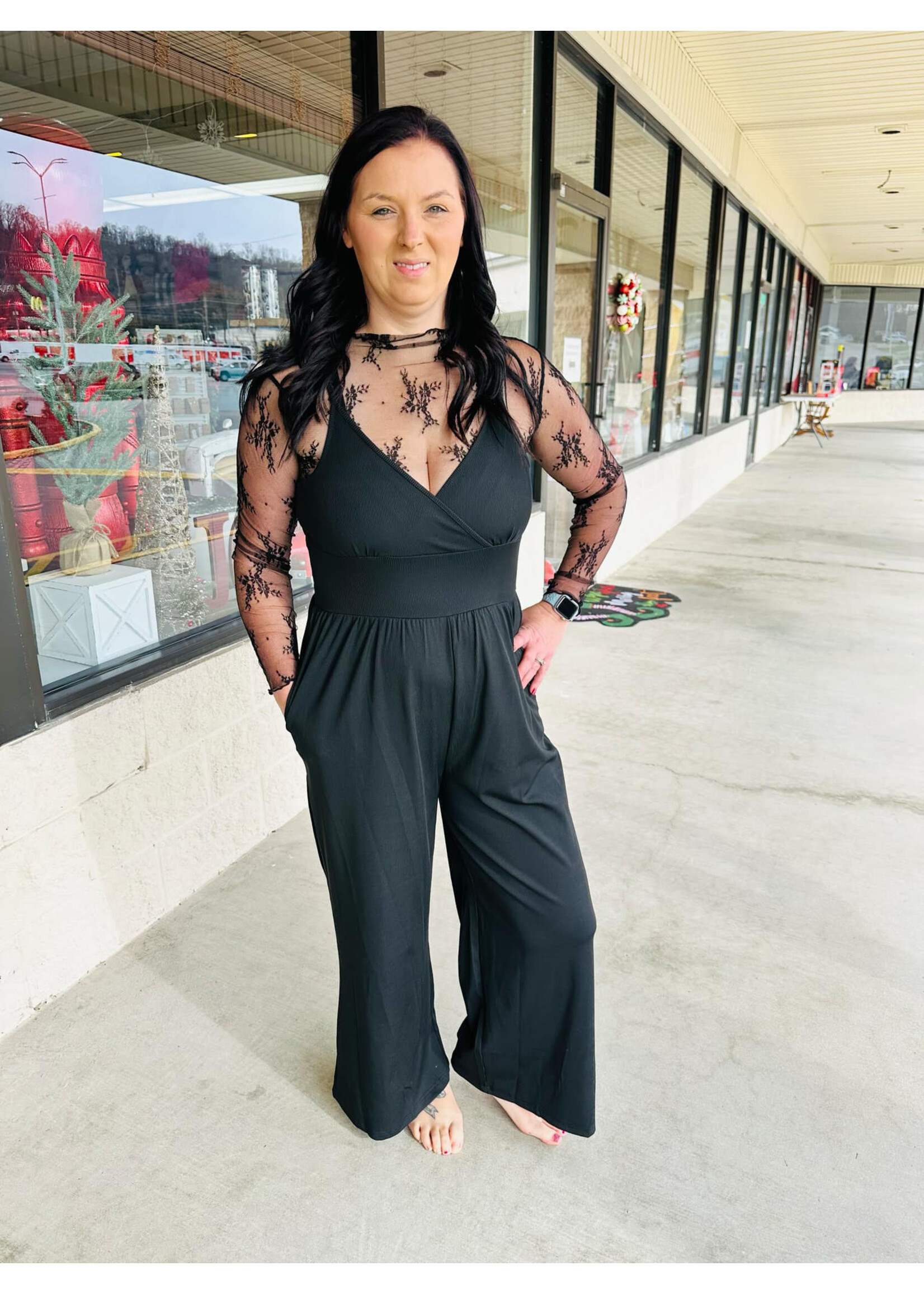 Black 2 Piece Lace Top Romper