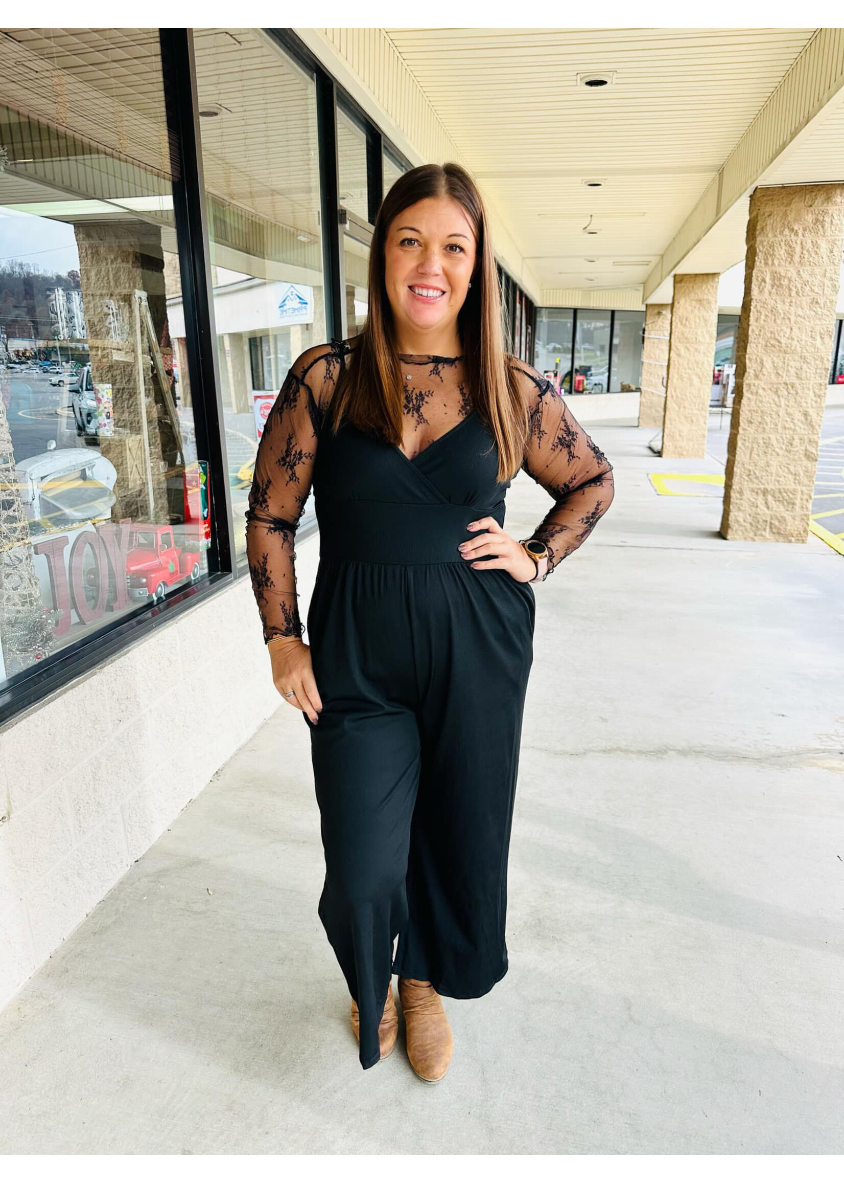 Black 2 Piece Lace Top Romper