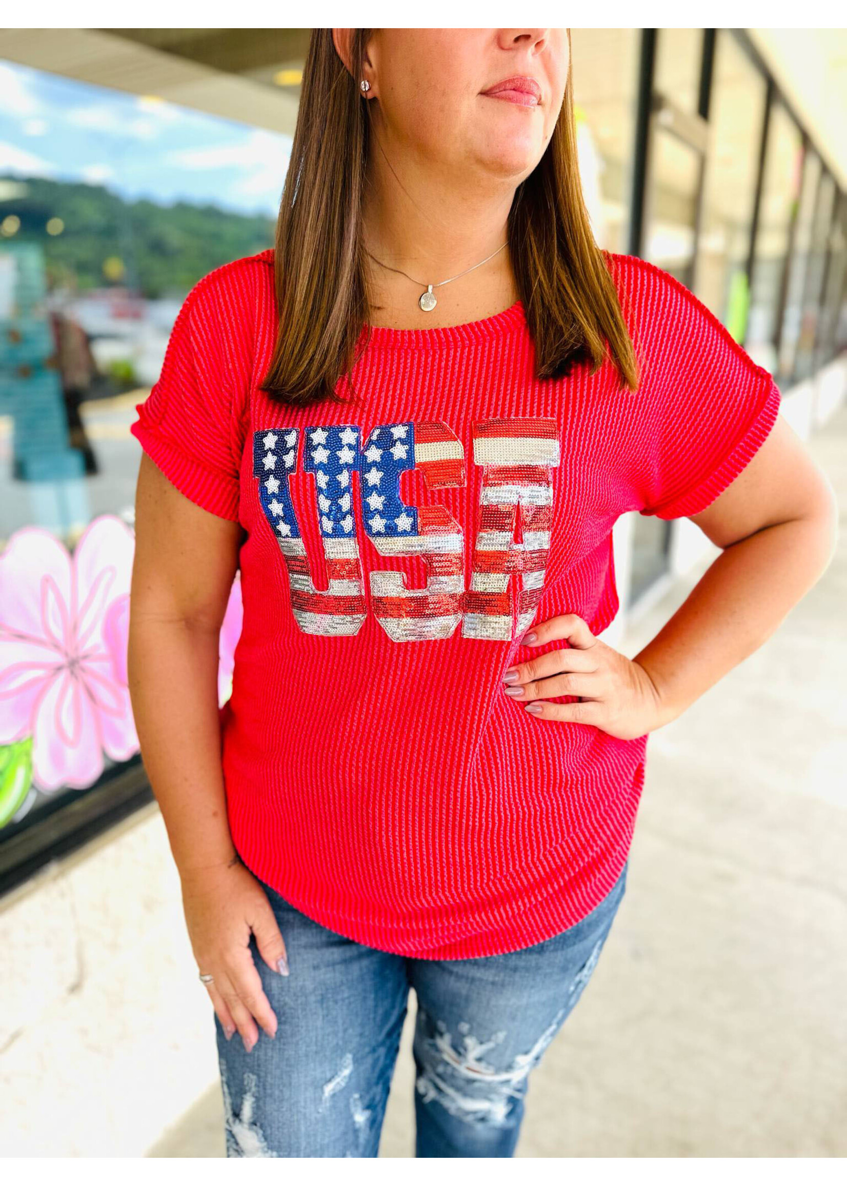 Hemish USA Ribbed Top