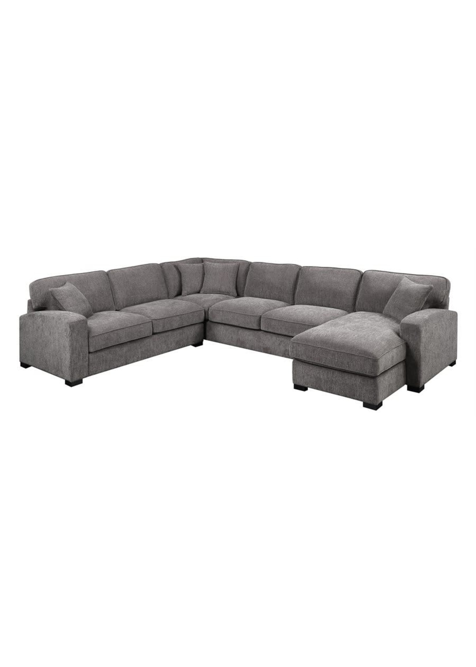 New REPOSE-3PC SECTIONAL-W / 4 PILLOWS-DARK GREY  U4174-11-31-12-03A-K EH