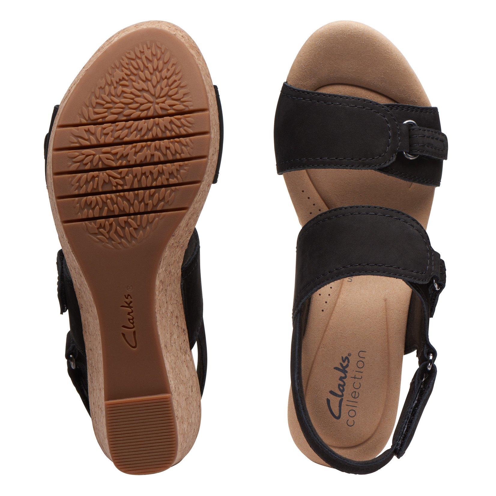 Clarks Women's Rose Erin Wedge Sandal - Black | SoftMoc.com