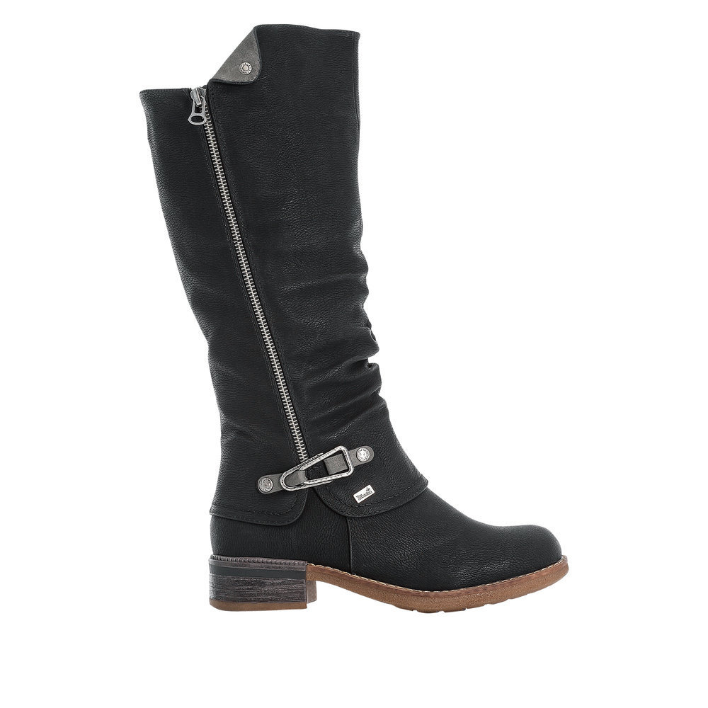 Rieker Women's Flat Winter Boots, Black 00, 7 In | Whizz Boots