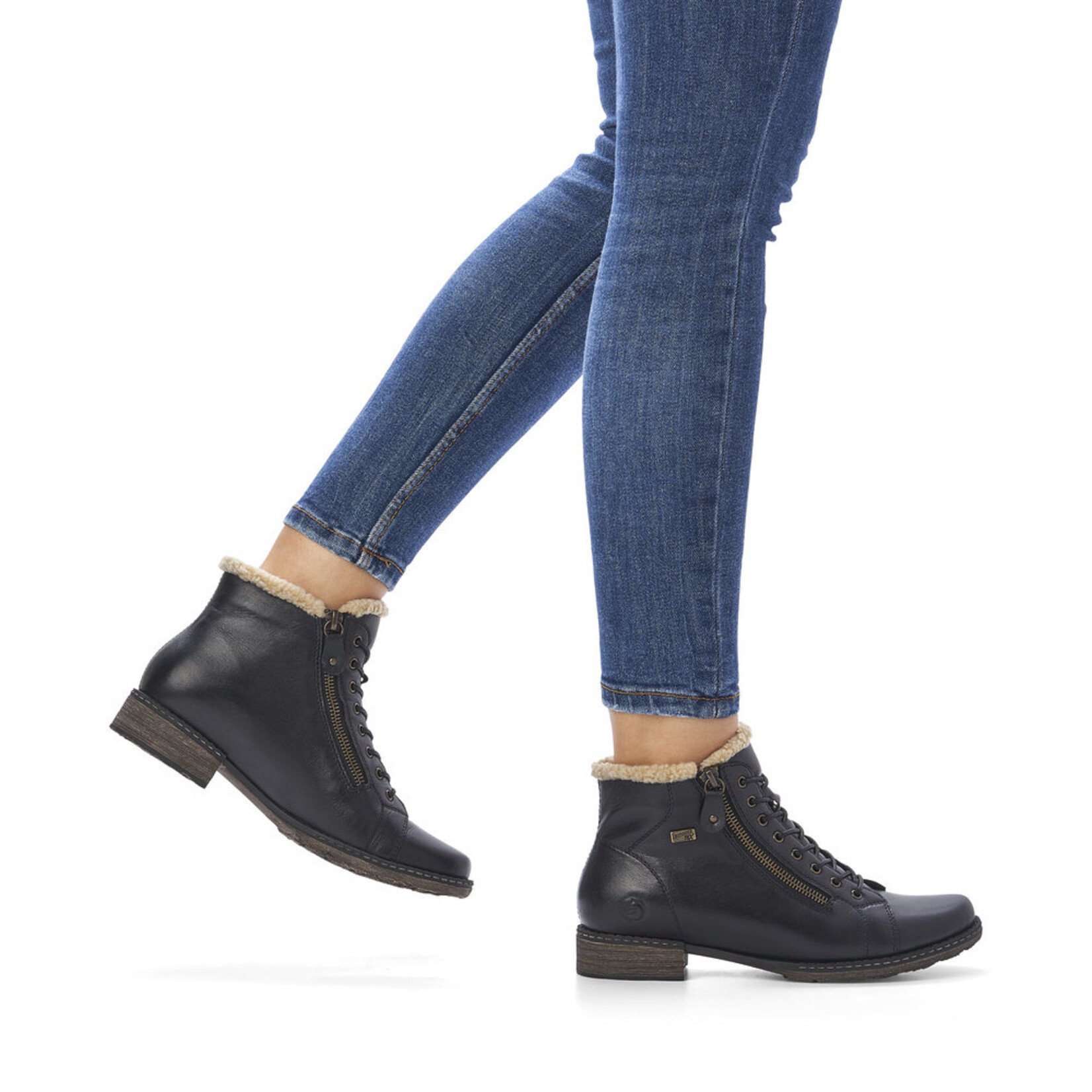 Remonte REMONTE D4372-01 Lace Bootie (Fur Trim)