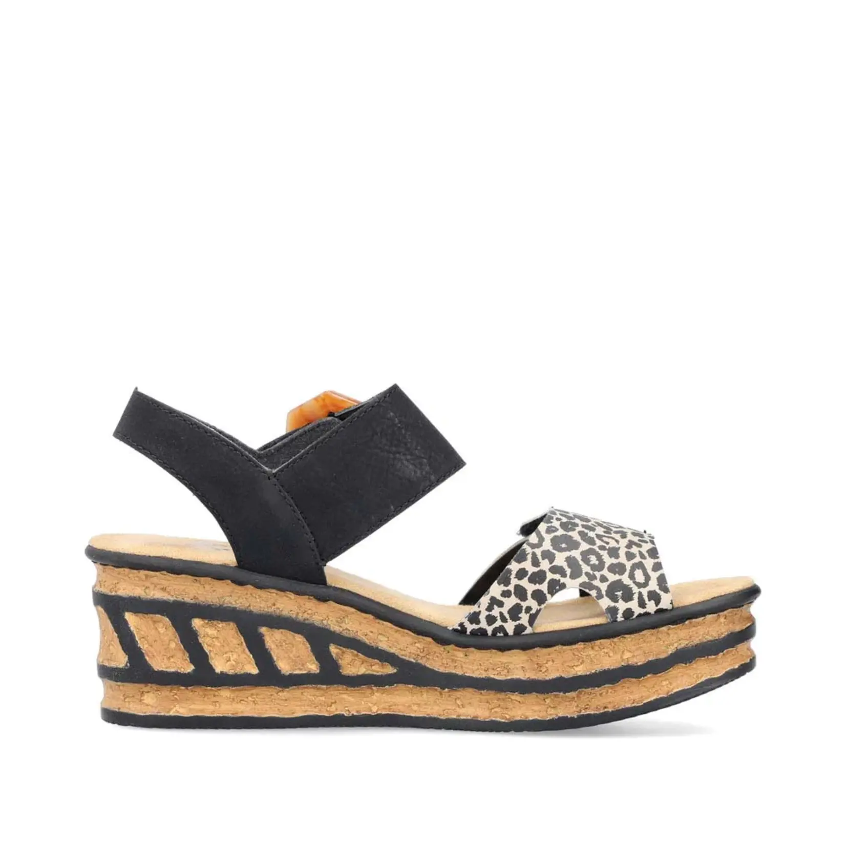 Rieker RIEKER 68176-00 Women's Chunk Wedge (Big Buckle)
