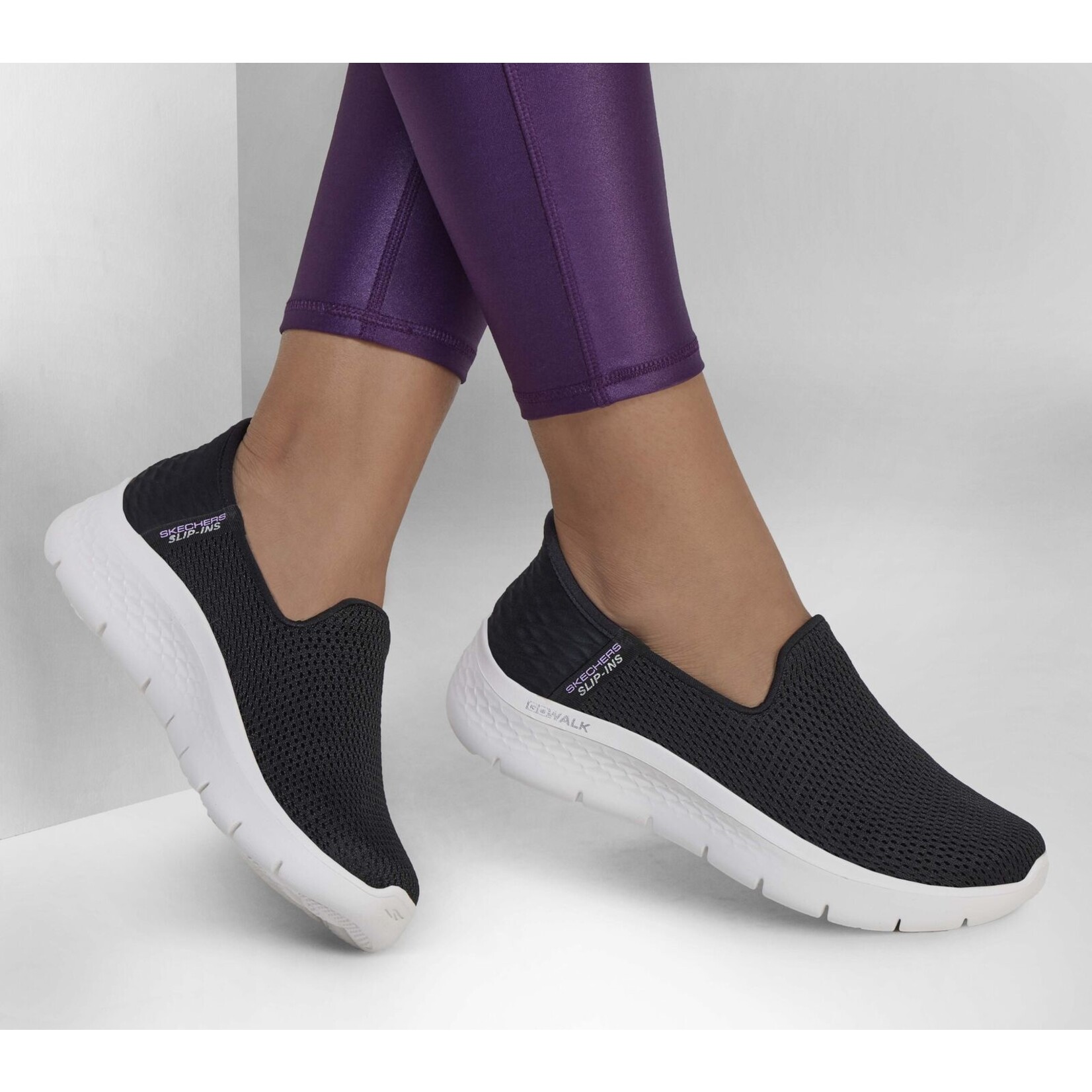 SKECHERS 124963 Slip-Ins Go Walk Flex BKW LADIES