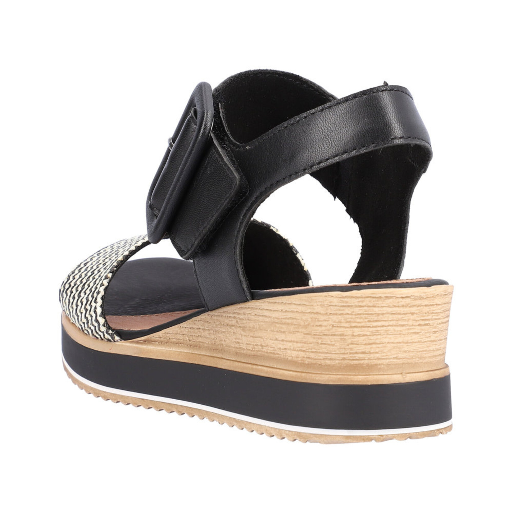 Remonte REMONTE D6453-01 Wedge Sandal (Big Buckle)