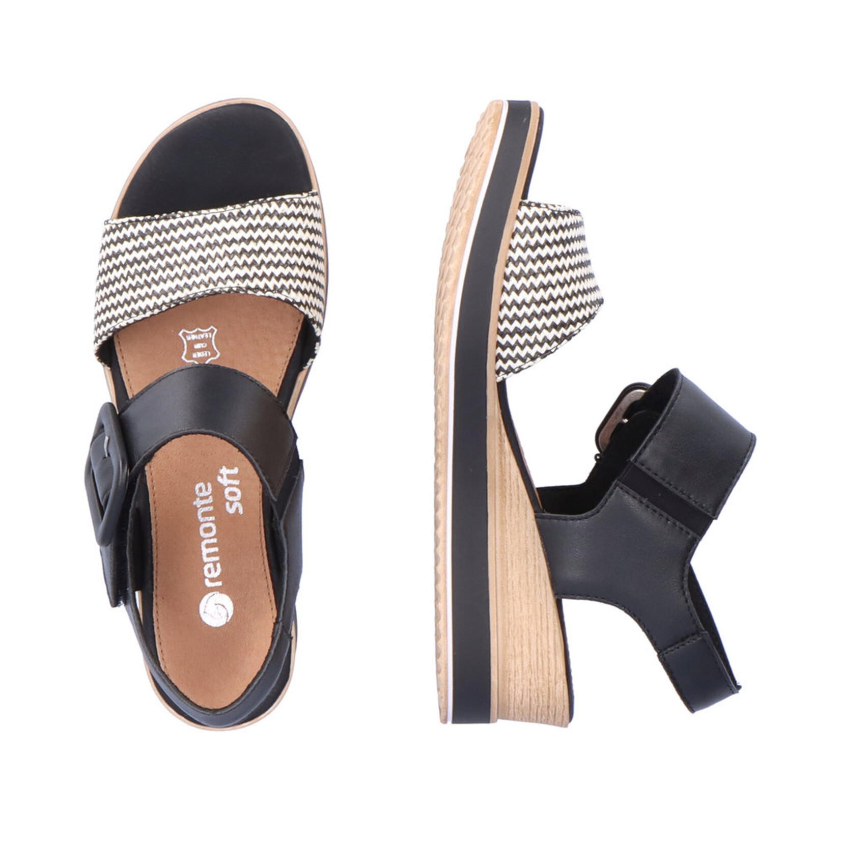 Remonte REMONTE D6453-01 Wedge Sandal (Big Buckle)