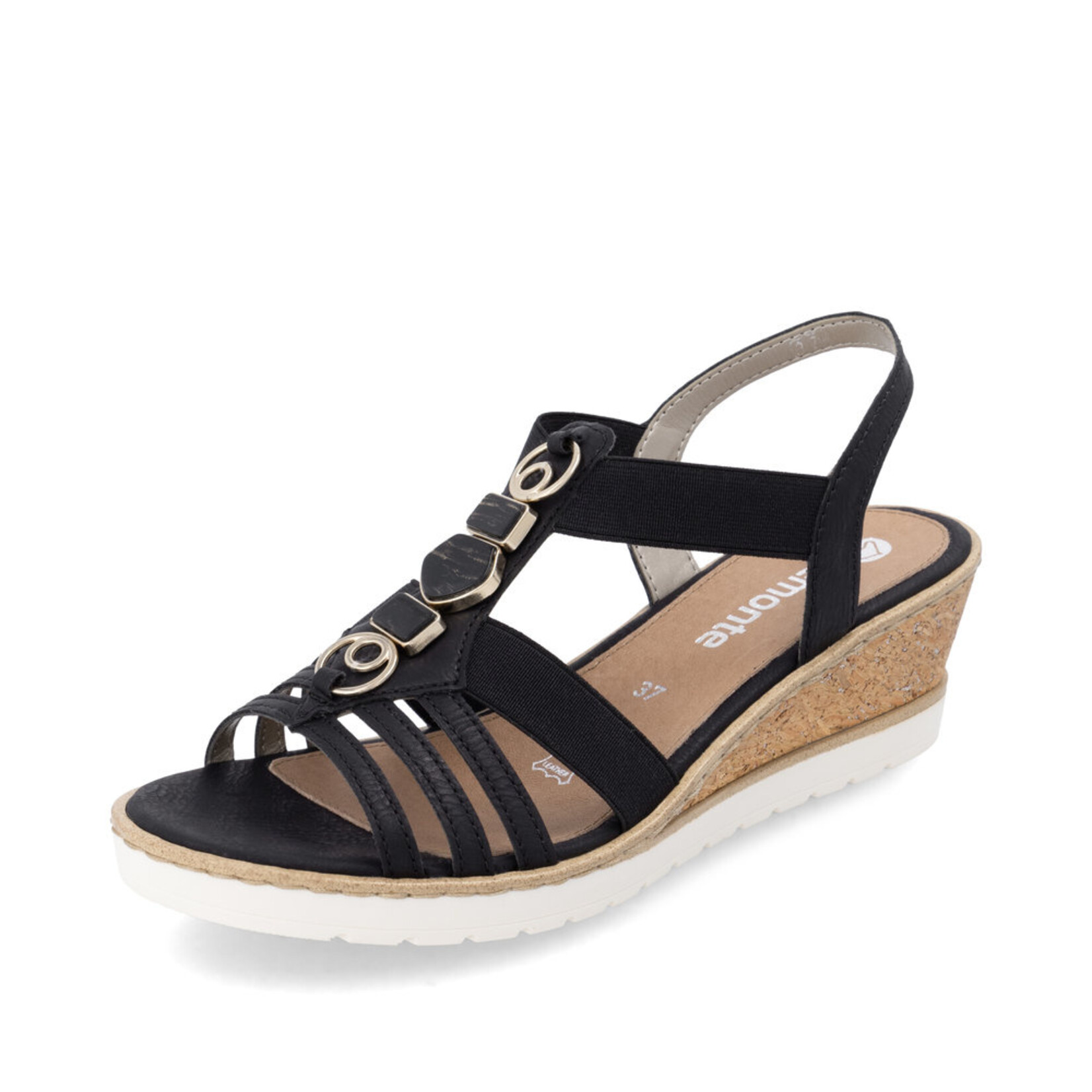 Remonte REMONTE R6264-00 Wedge Sandal (Strappy)