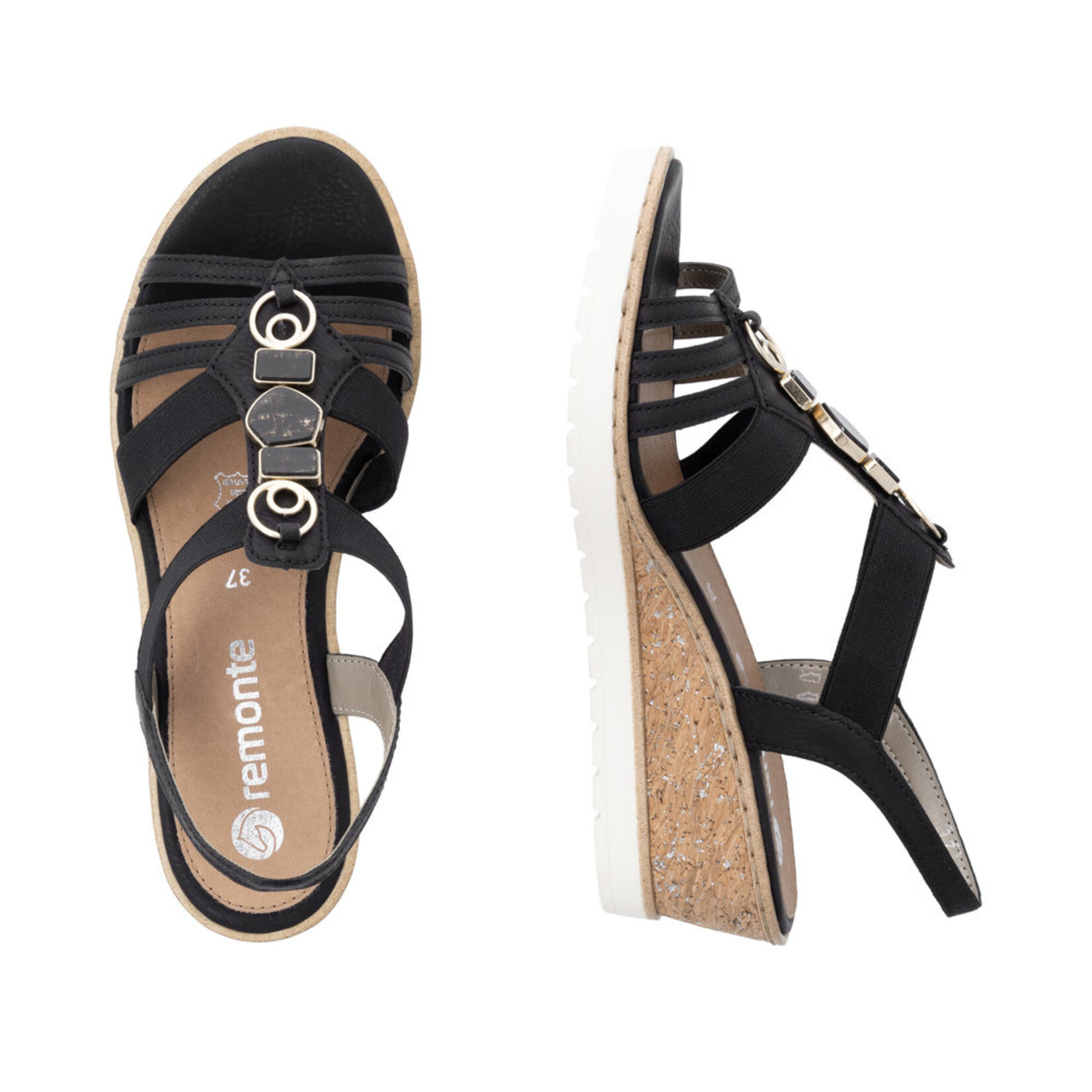 Remonte REMONTE R6264-00 Wedge Sandal (Strappy)
