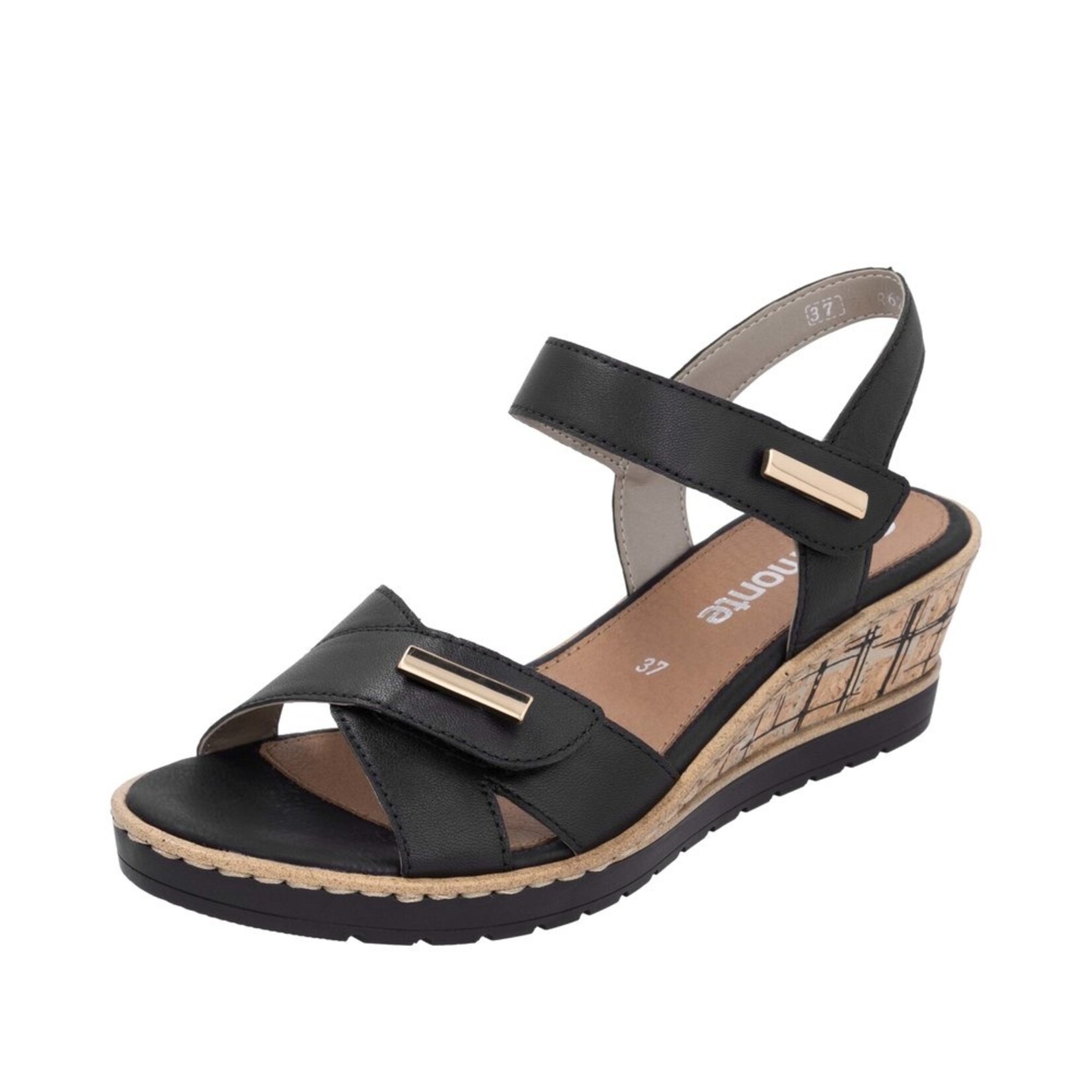 Remonte REMONTE R6266-00 Wedge Sandal (Velcro)