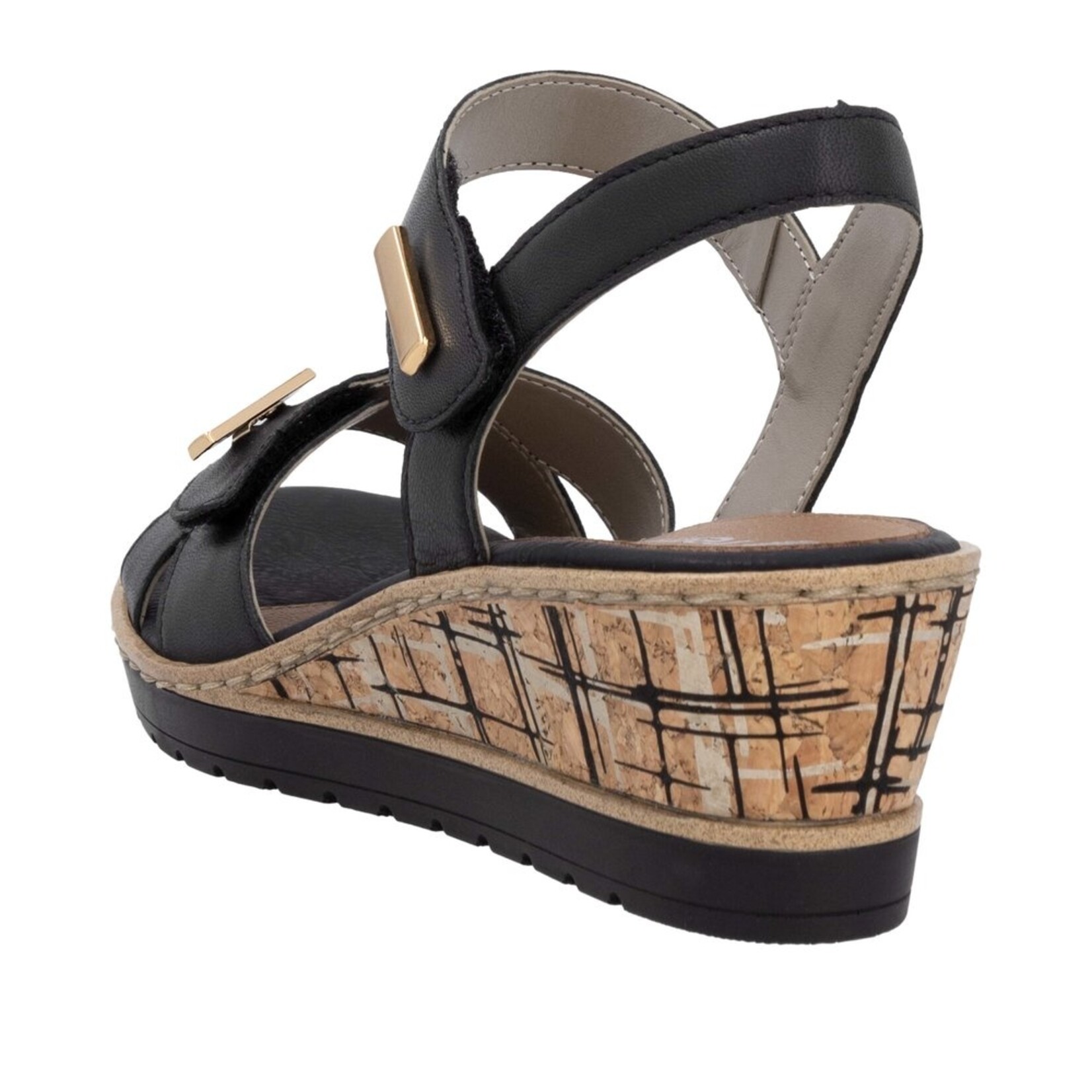 Remonte REMONTE R6266-00 Wedge Sandal (Velcro)