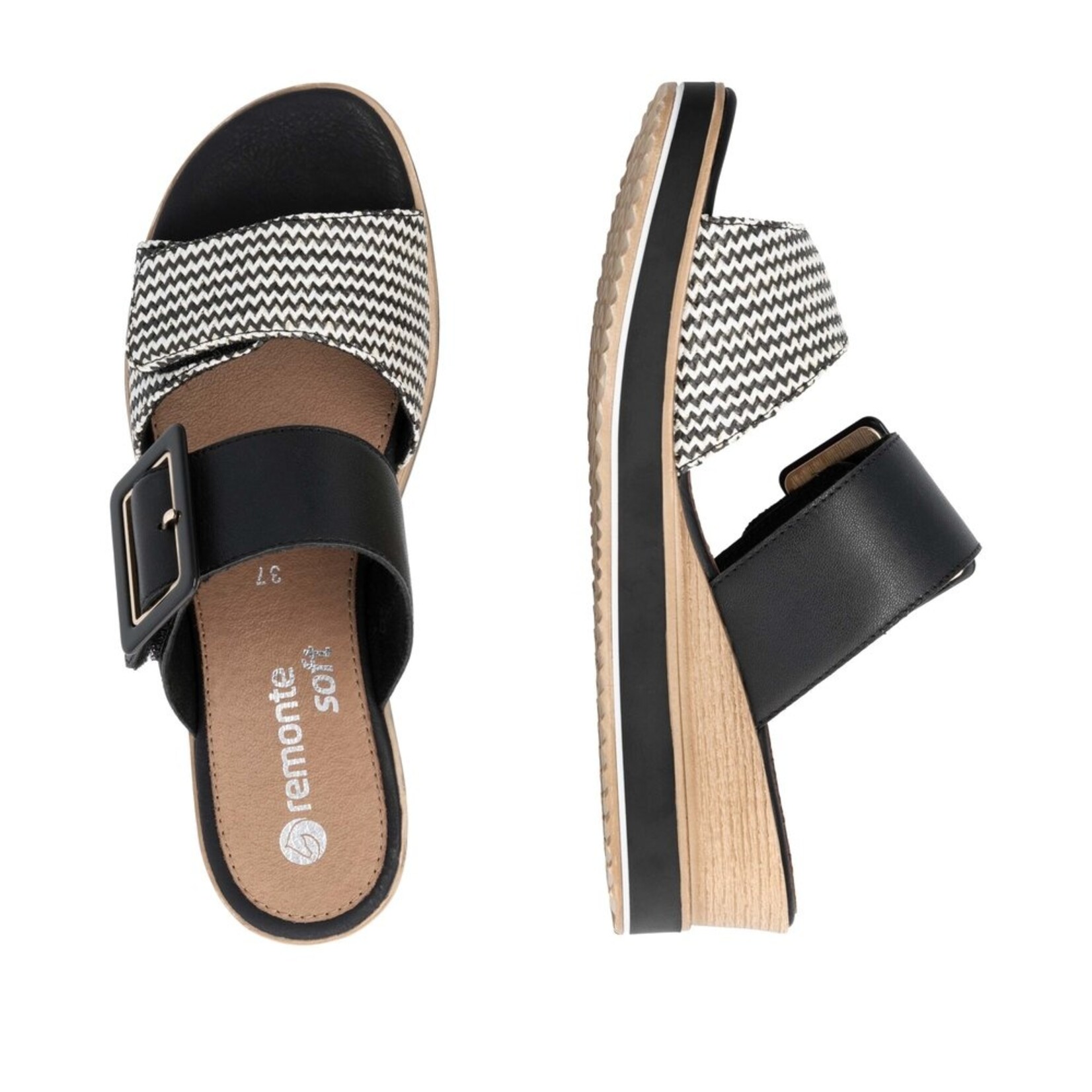 Remonte REMONTE D6463-03 Women's Wedge Slide (Big Buckle)
