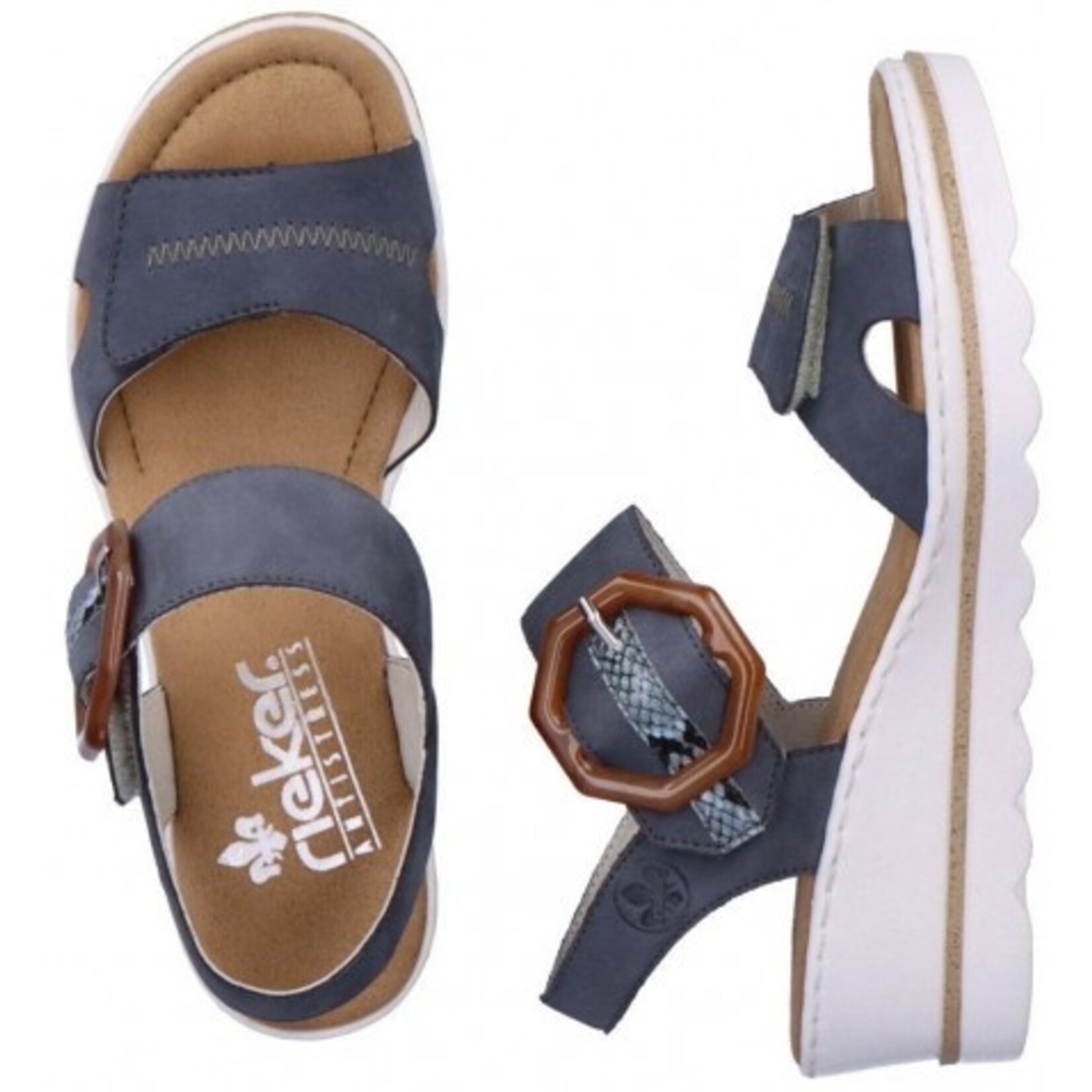Rieker RIEKER 67476-14 Wedge Sandal (Big Buckle)