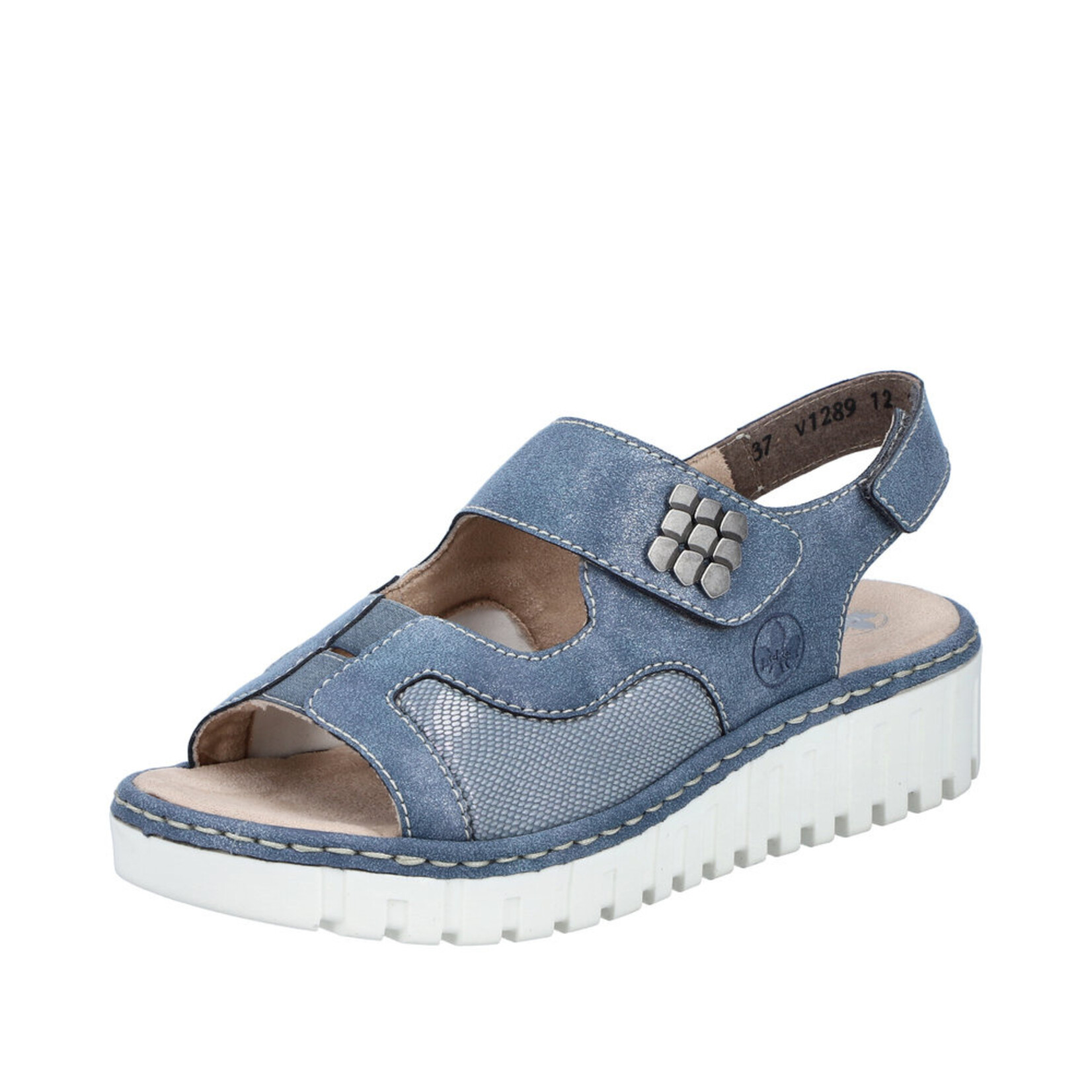 Rieker RIEKER V1389-12 Wedge Sandal Back-Strap Velcro