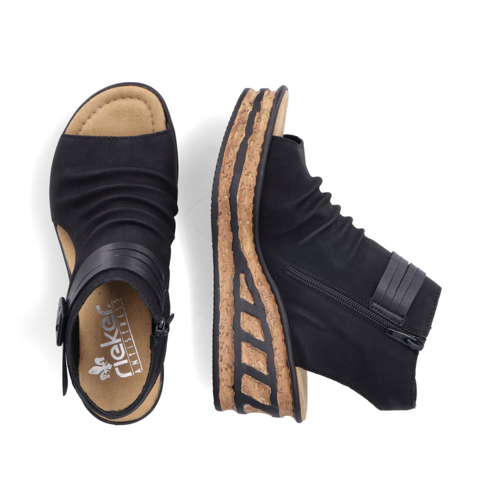 Rieker RIEKER 68191-00 Women's Wrapped Gladiator Wedge