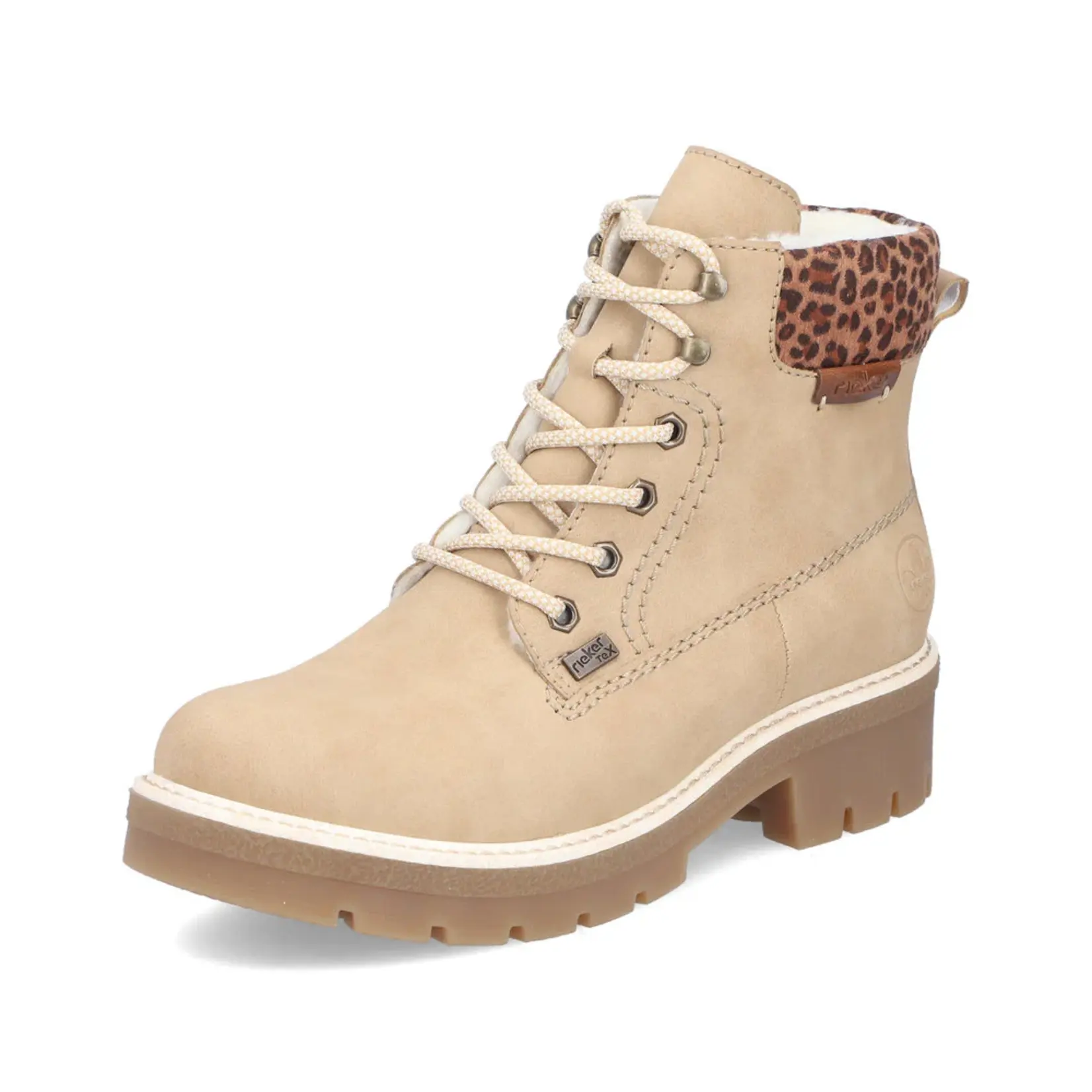 RIEKER Y8118-60 Ankle Bootie (Leopard Trim)
