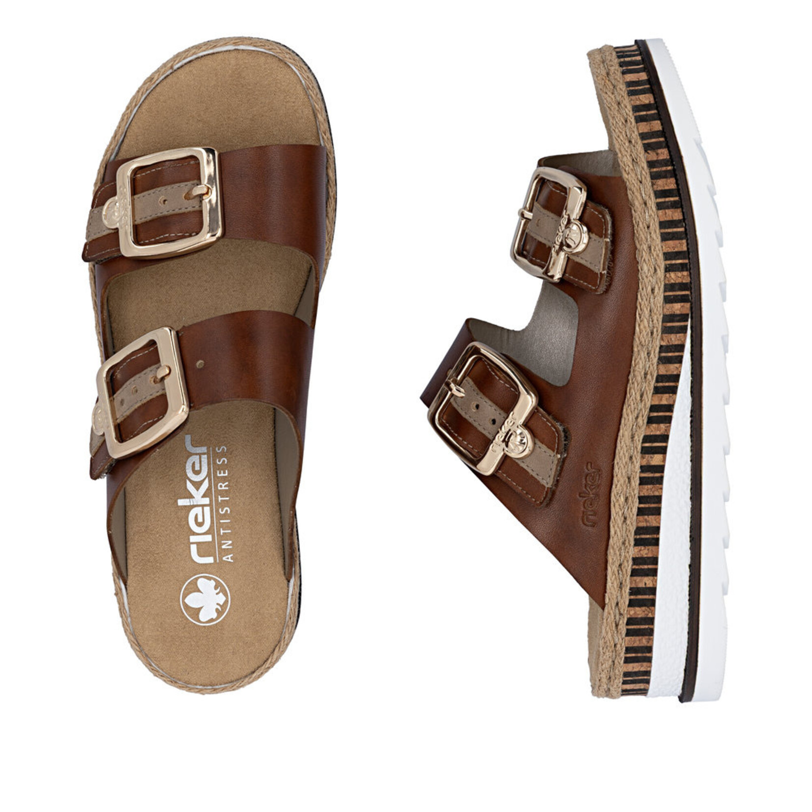 Rieker RIEKER V7955-24 Women's Slide Velcro-Buckle