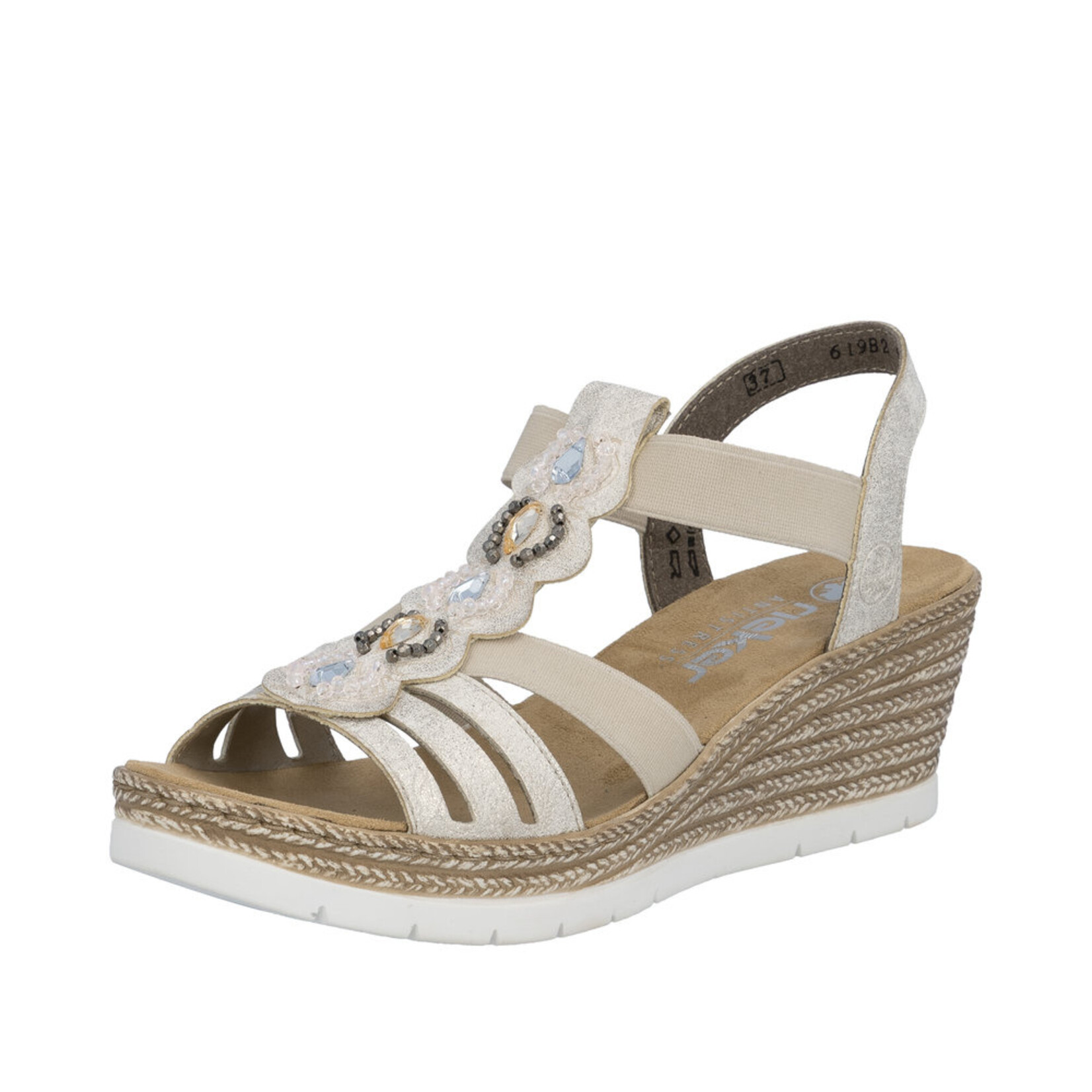 Rieker RIEKER 619B2-60 Women's Wedge Sandal (Beads)