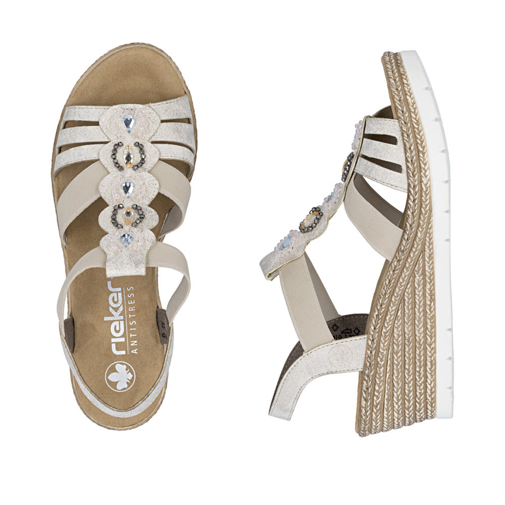 Rieker RIEKER 619B2-60 Women's Wedge Sandal (Beads)