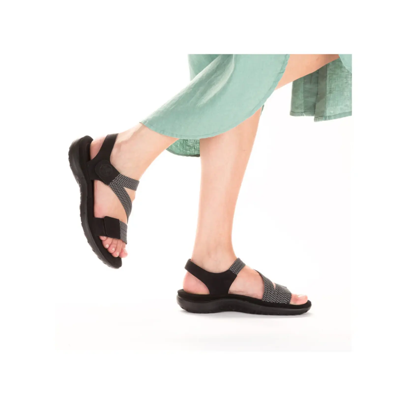 Rieker RIEKER 64870-00 Women's Velcro Sandal (Thin Bands)