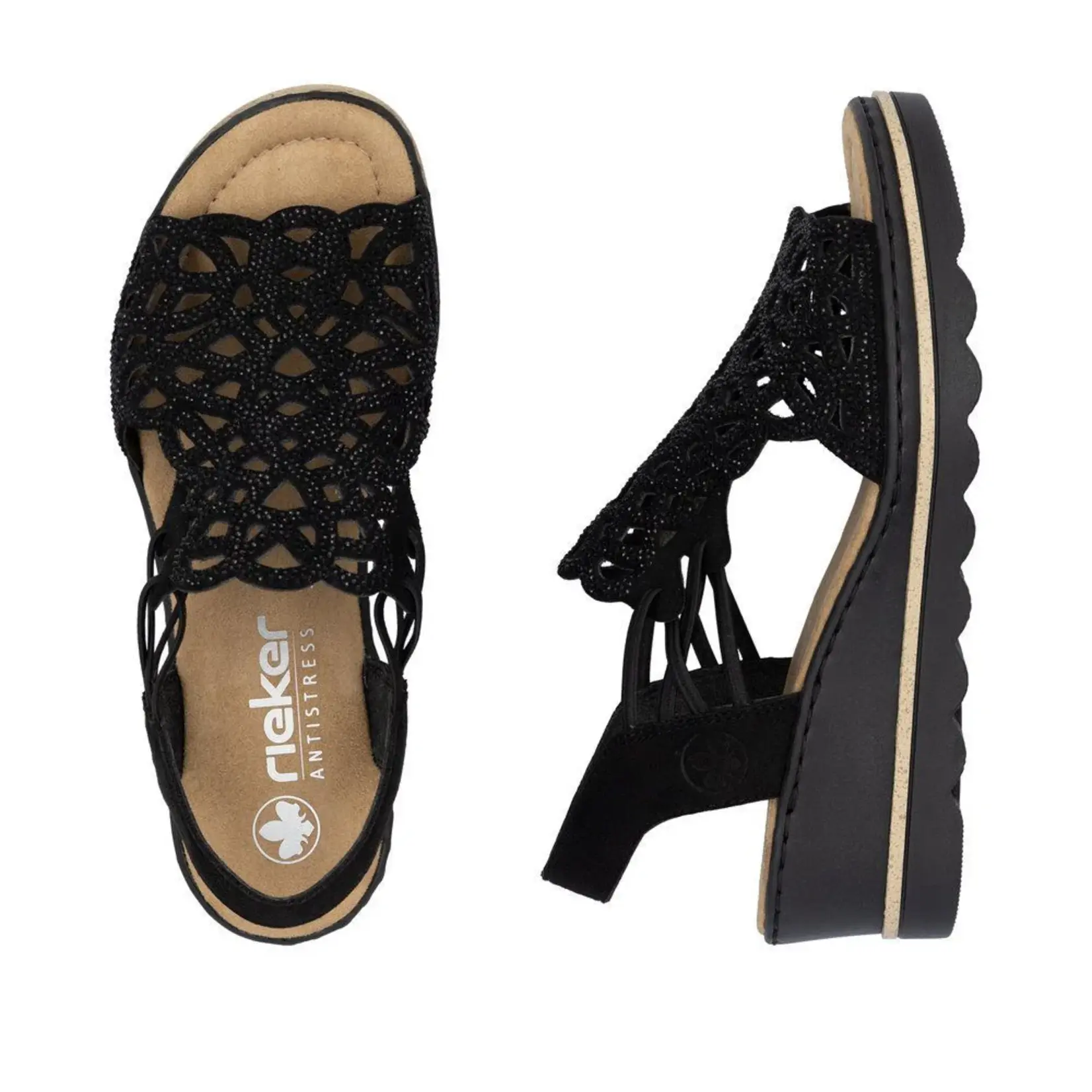 Rieker RIEKER 67465-00 Women's Wedge (Cut-Outs)