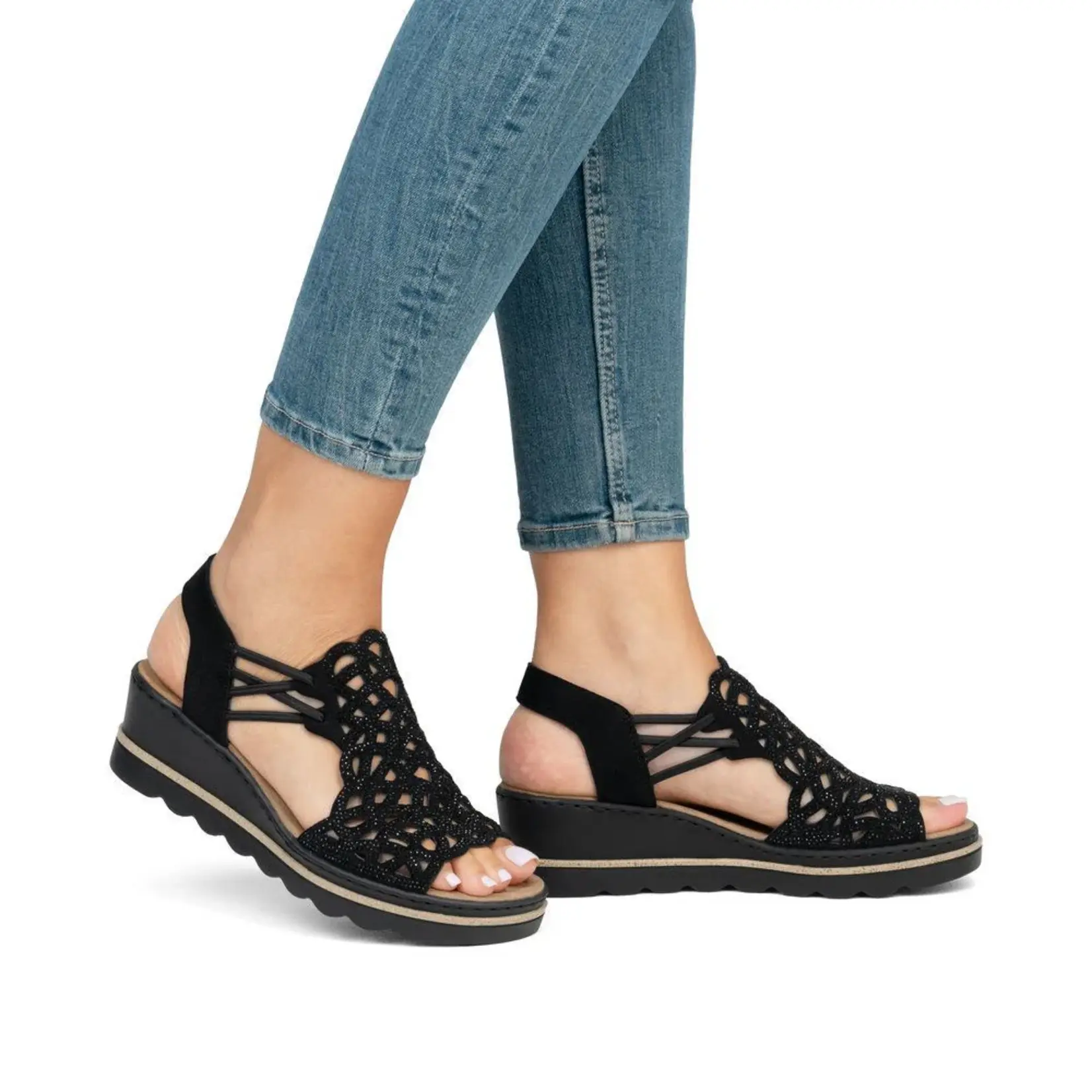 Rieker RIEKER 67465-00 Women's Wedge (Cut-Outs)