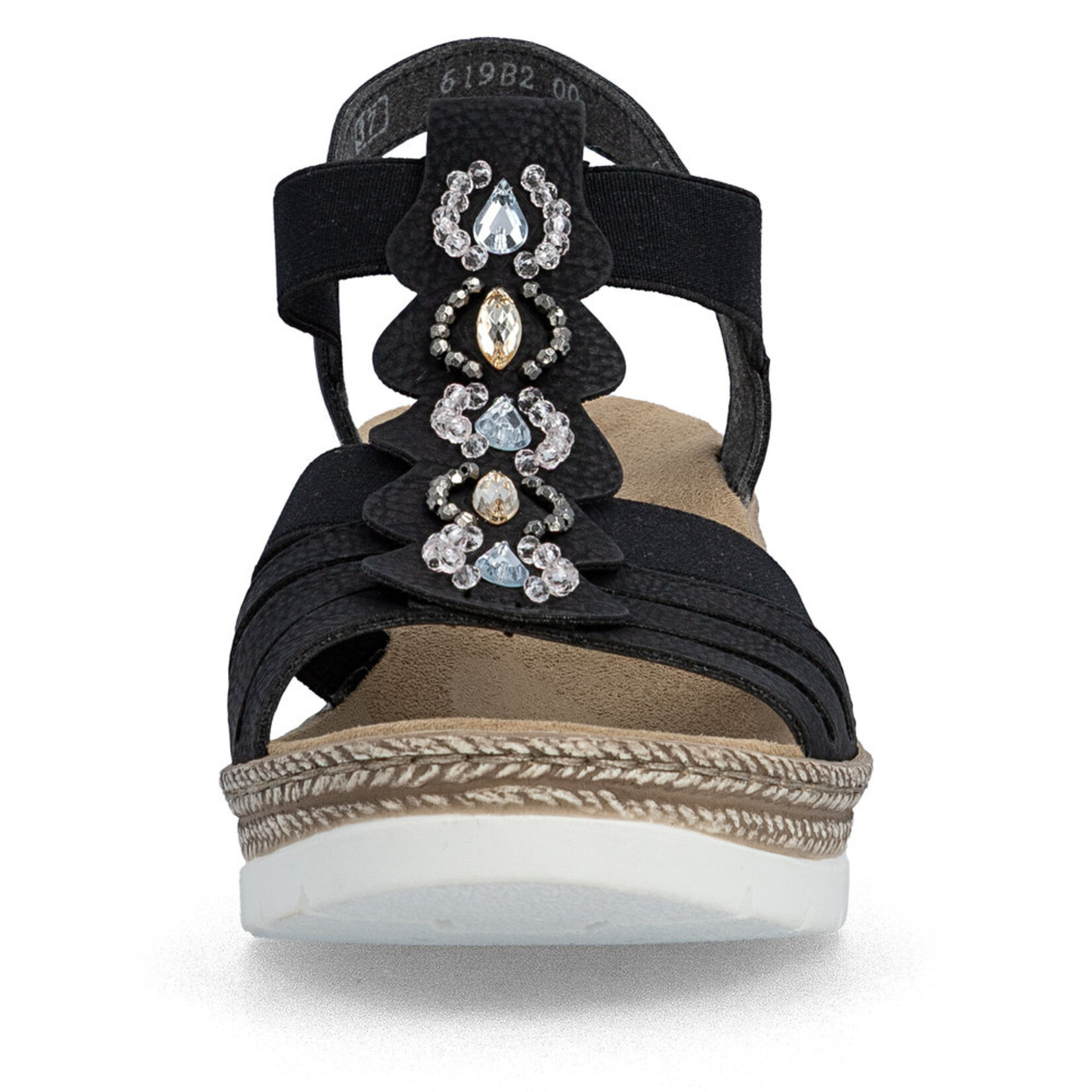 Rieker RIEKER 619B2-00 Women's Wedge Sandal (Beads)