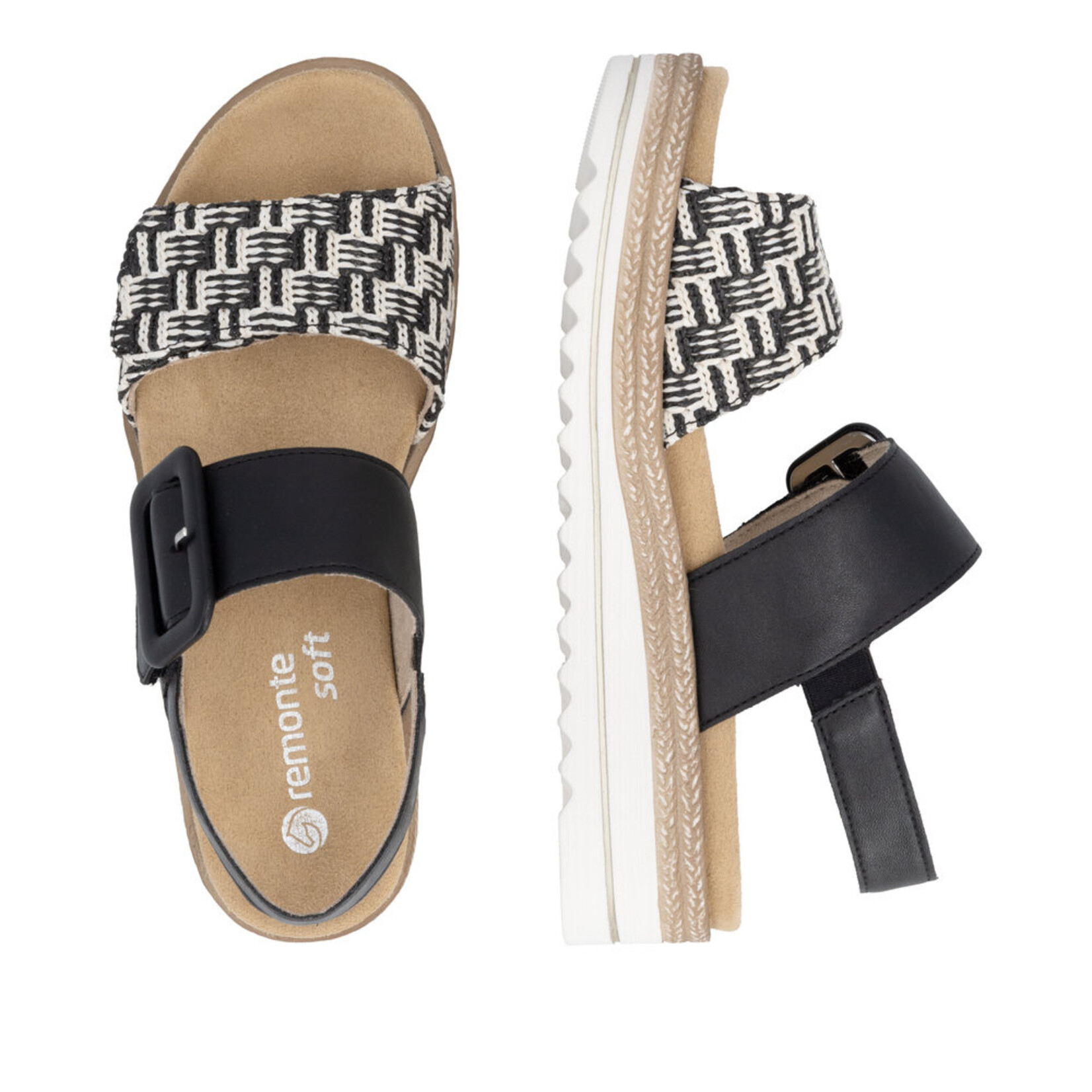 Remonte REMONTE D0Q62-03 Women's Chunk Sole Sandal (Big Buckle)