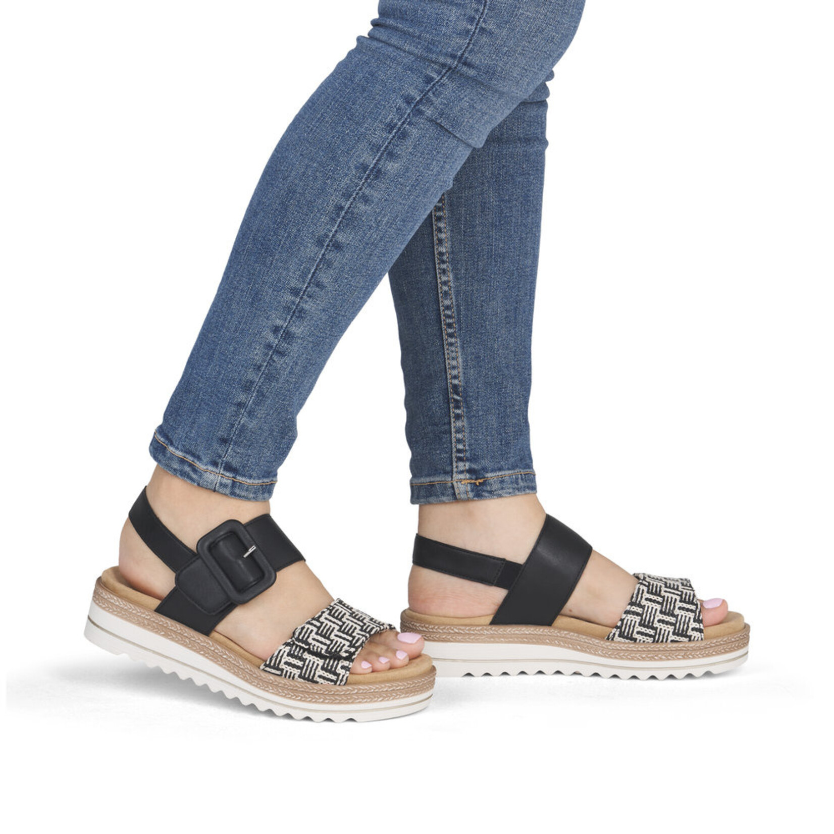 Remonte REMONTE D0Q62-03 Women's Chunk Sole Sandal (Big Buckle)