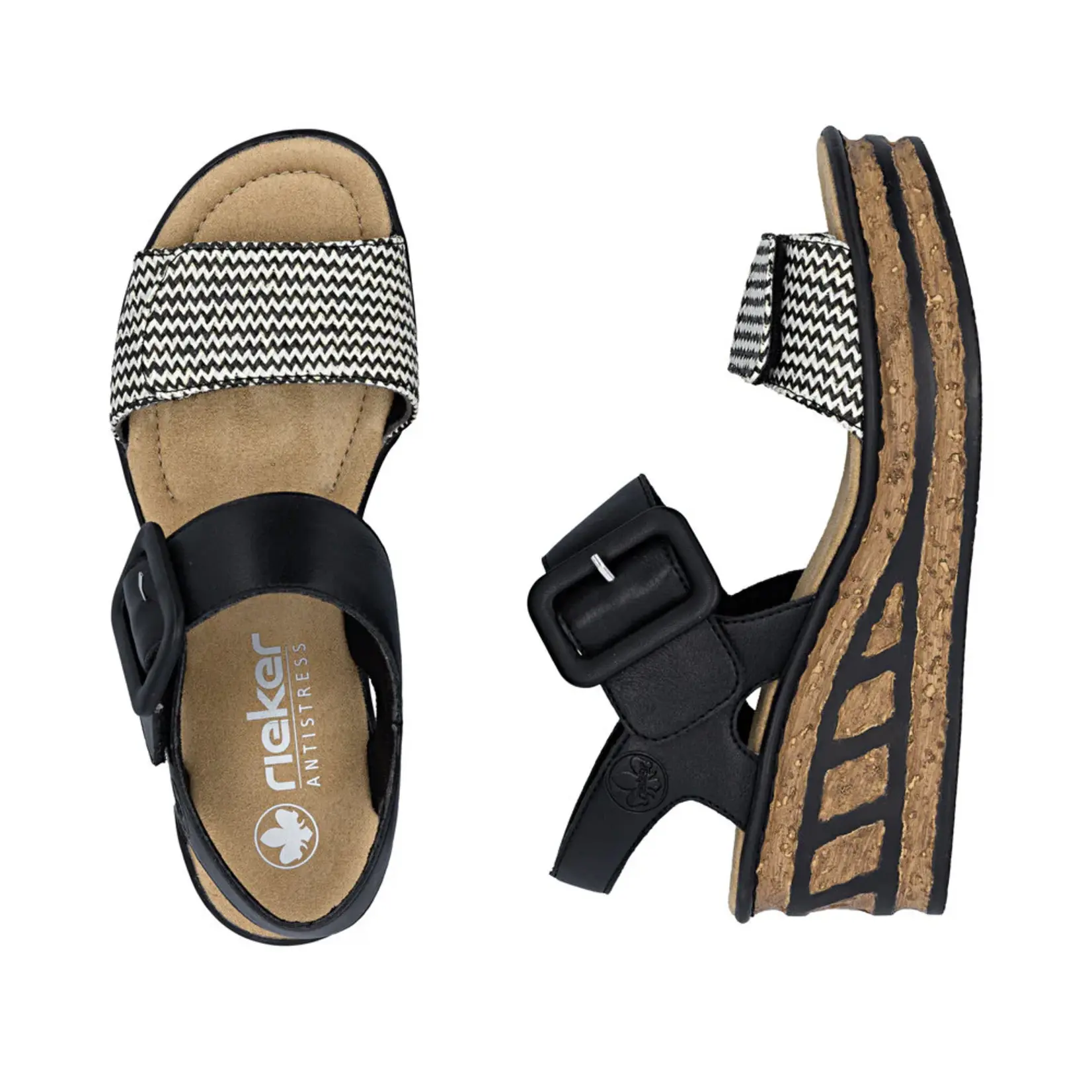 Rieker RIEKER 68172-00 Women's Chunk Wedge (Big Buckle)