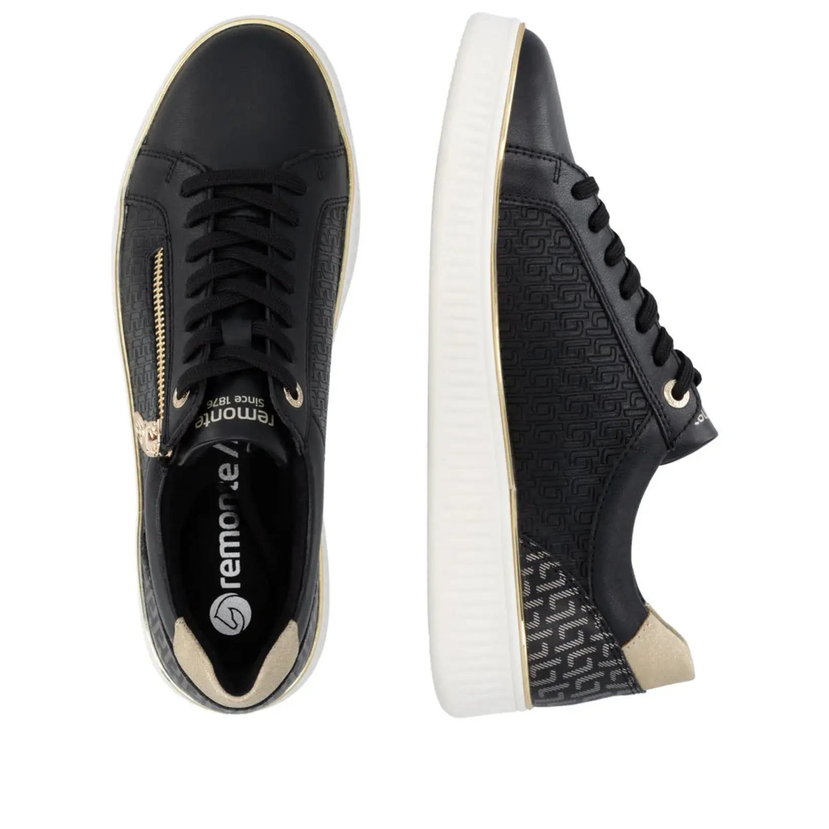 Rieker REMONTE D2E00-04 Women's Lace Sneaker (Gold Zip)