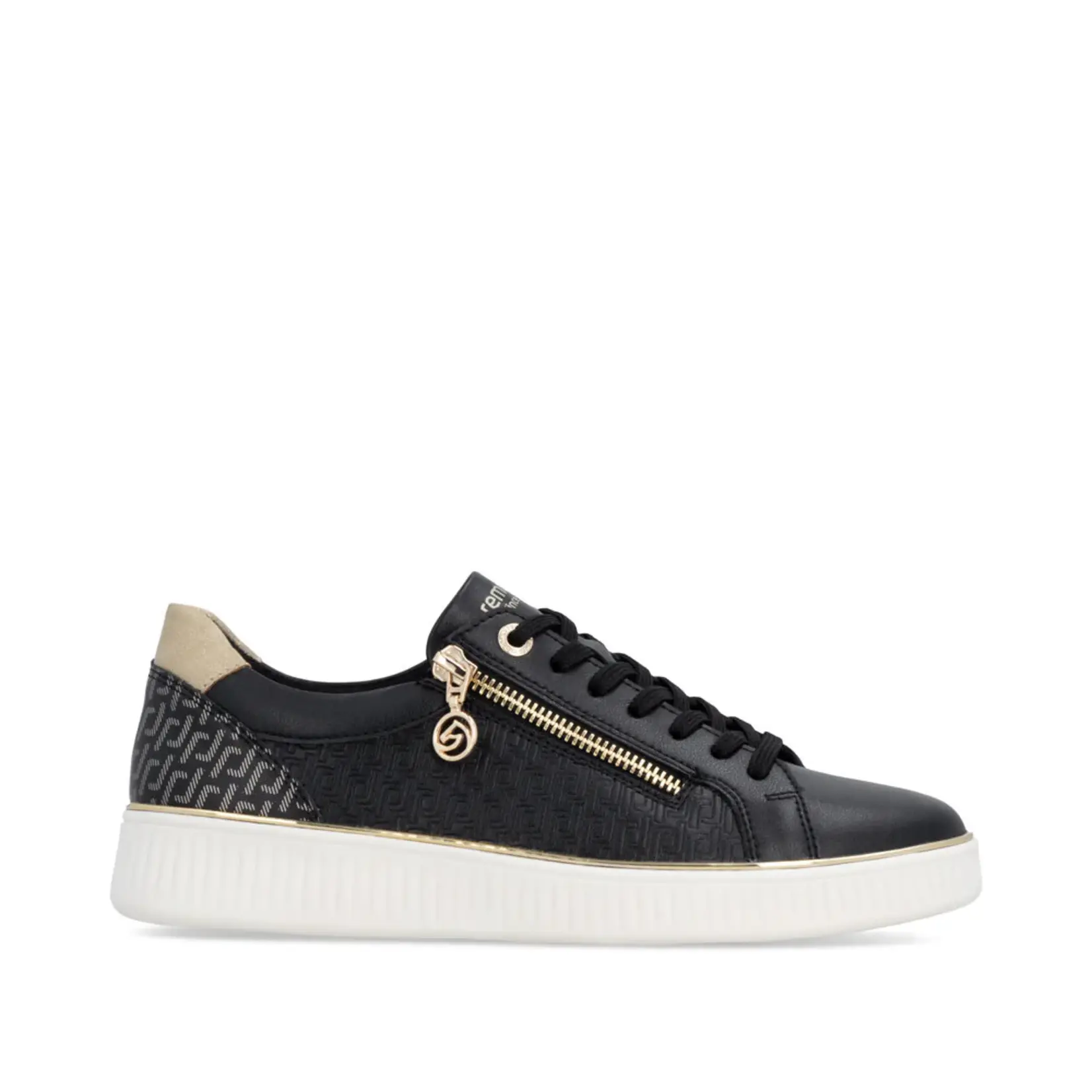 Rieker REMONTE D2E00-04 Women's Lace Sneaker (Gold Zip)