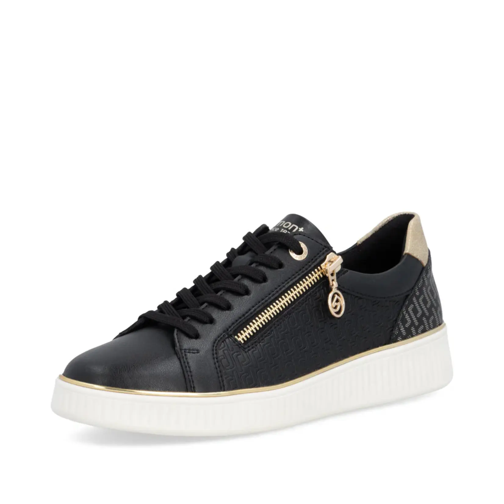 Rieker REMONTE D2E00-04 Women's Lace Sneaker (Gold Zip)