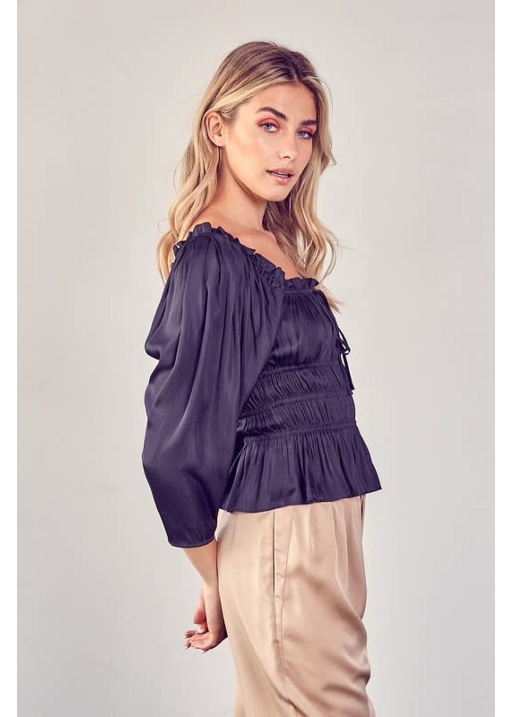 Square neck ruched top Clearance