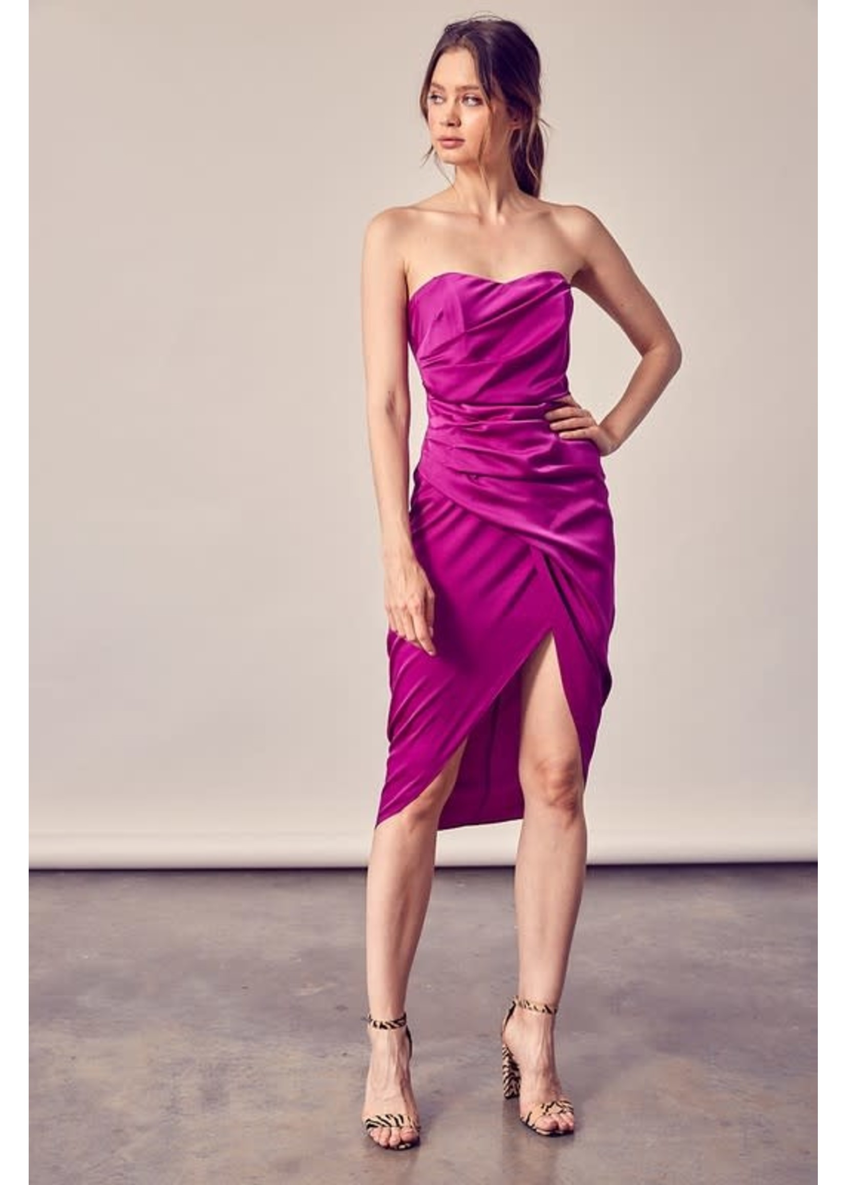 DO + BE Tulip Skirt Strapless Wrap Midi Dress - GY1158