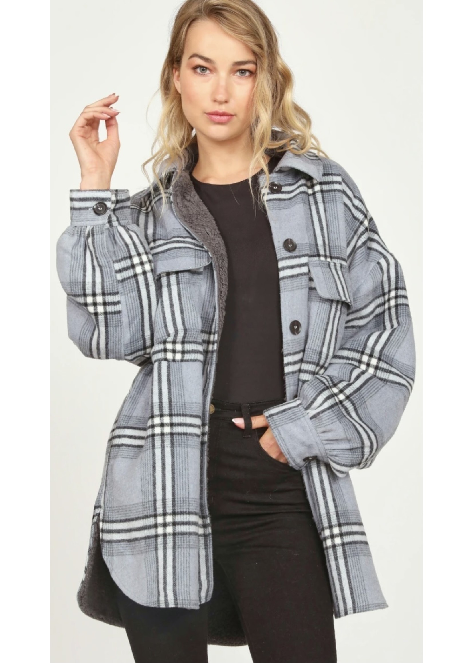 Plaid Fur Shearling Oversized Shirt Jacket Cc9728 Meo S Suite Plaid Fur Shearling Oversized Shirt Jacket Cc9728 Meo S Suite