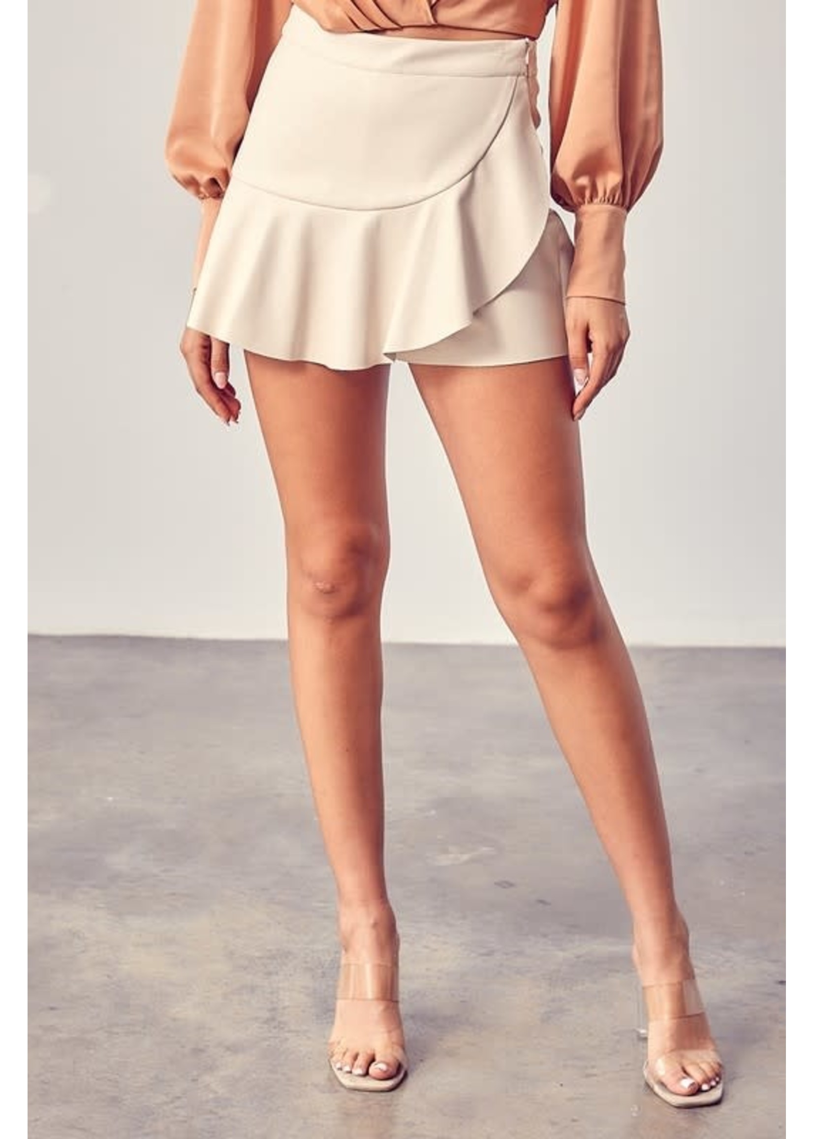 leather ruffle mini skirt
