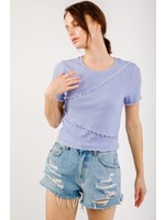 Very J Ribbed Lettuce Trim Cropped T-Shirt - NT10108