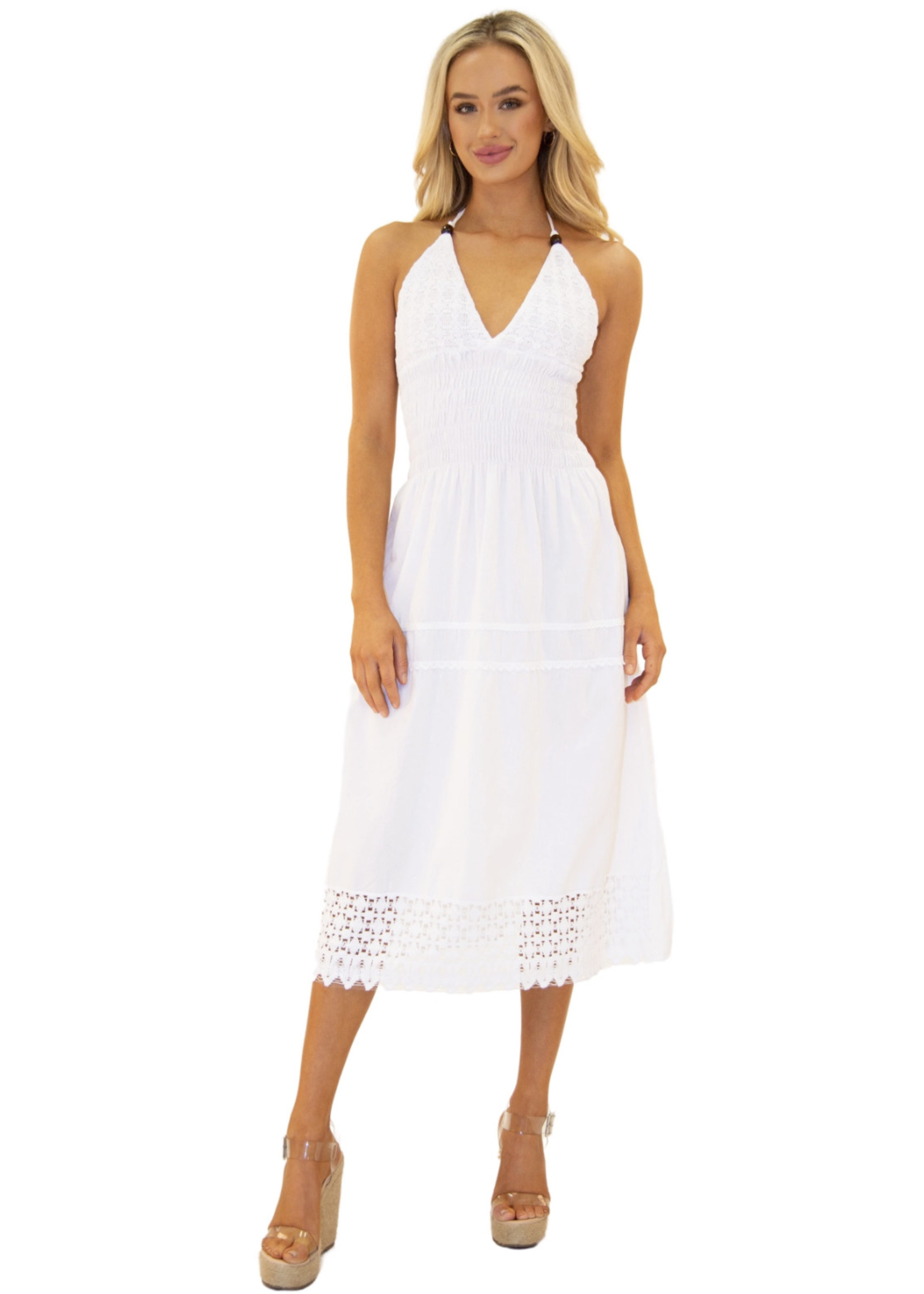 NEO NYC INC Maribel' Halter Midi Dress White - NW139405