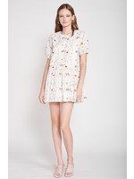 En Saison Embroidery Tiered Short Sleeve Mini Dress - IEG2177D
