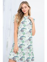 THML Mixed Print Flutter Sleeve Dress - JH1592